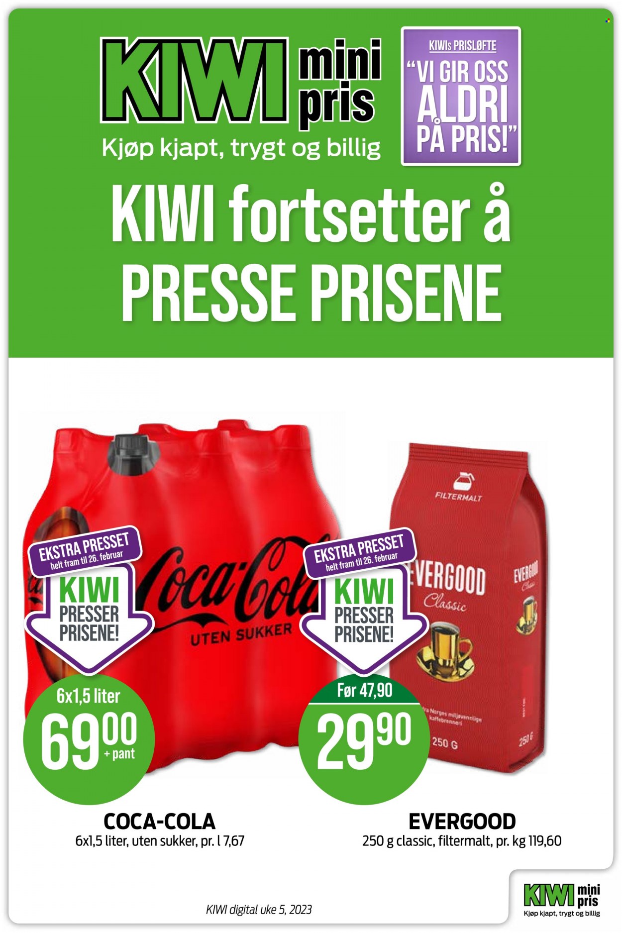thumbnail - Kundeavis KIWI - Produkter fra tilbudsaviser - Coca-Cola. Side 1.