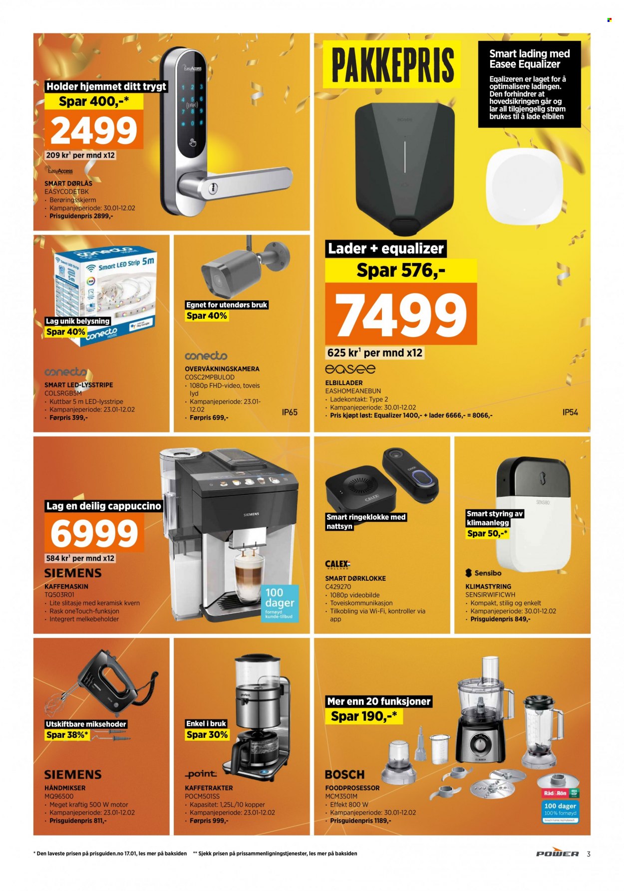 thumbnail - Kundeavis Power - 31.1.2023 - 5.2.2023 - Produkter fra tilbudsaviser - overvåkningskamera, kaffemaskin, kaffetrakter, foodprosessor, håndmikser. Side 3.
