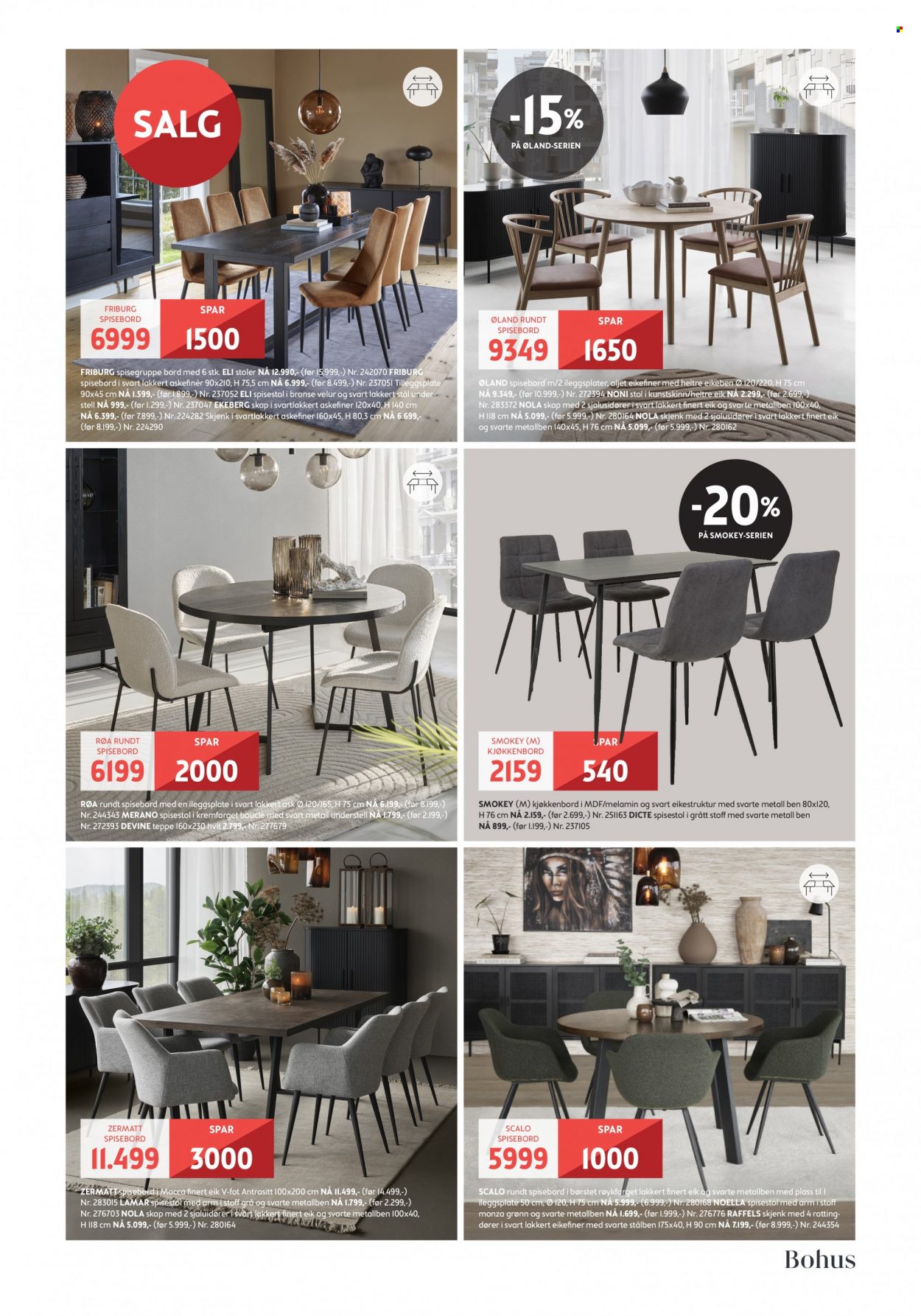 thumbnail - Kundeavis Bohus - 30.1.2023 - 12.2.2023 - Produkter fra tilbudsaviser - skap, skjenk, bord, spisebord, stol, spisestol, teppe. Side 11.