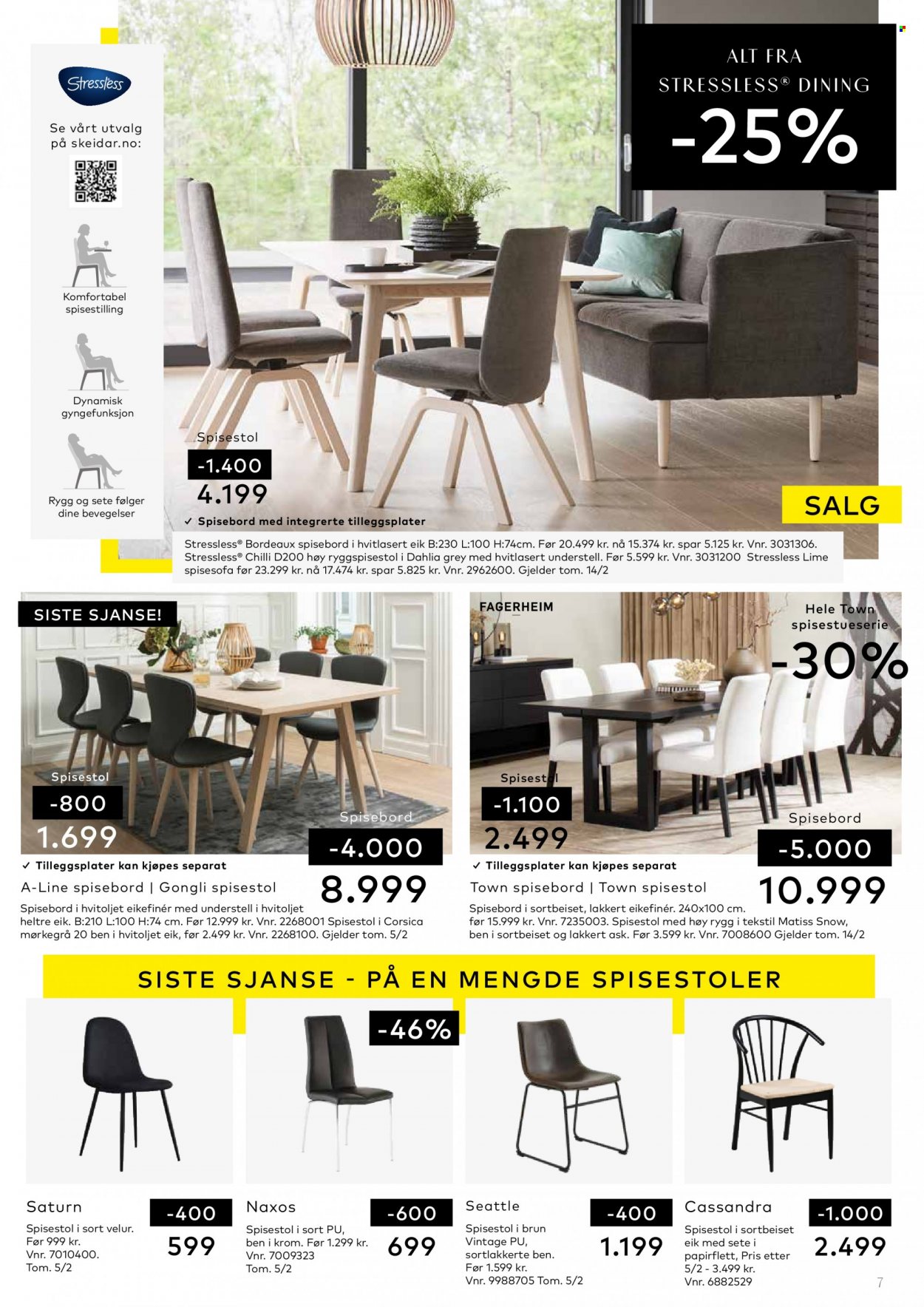 thumbnail - Kundeavis Skeidar - 30.1.2023 - 5.2.2023 - Produkter fra tilbudsaviser - bord, spisebord, stol, spisestol. Side 7.