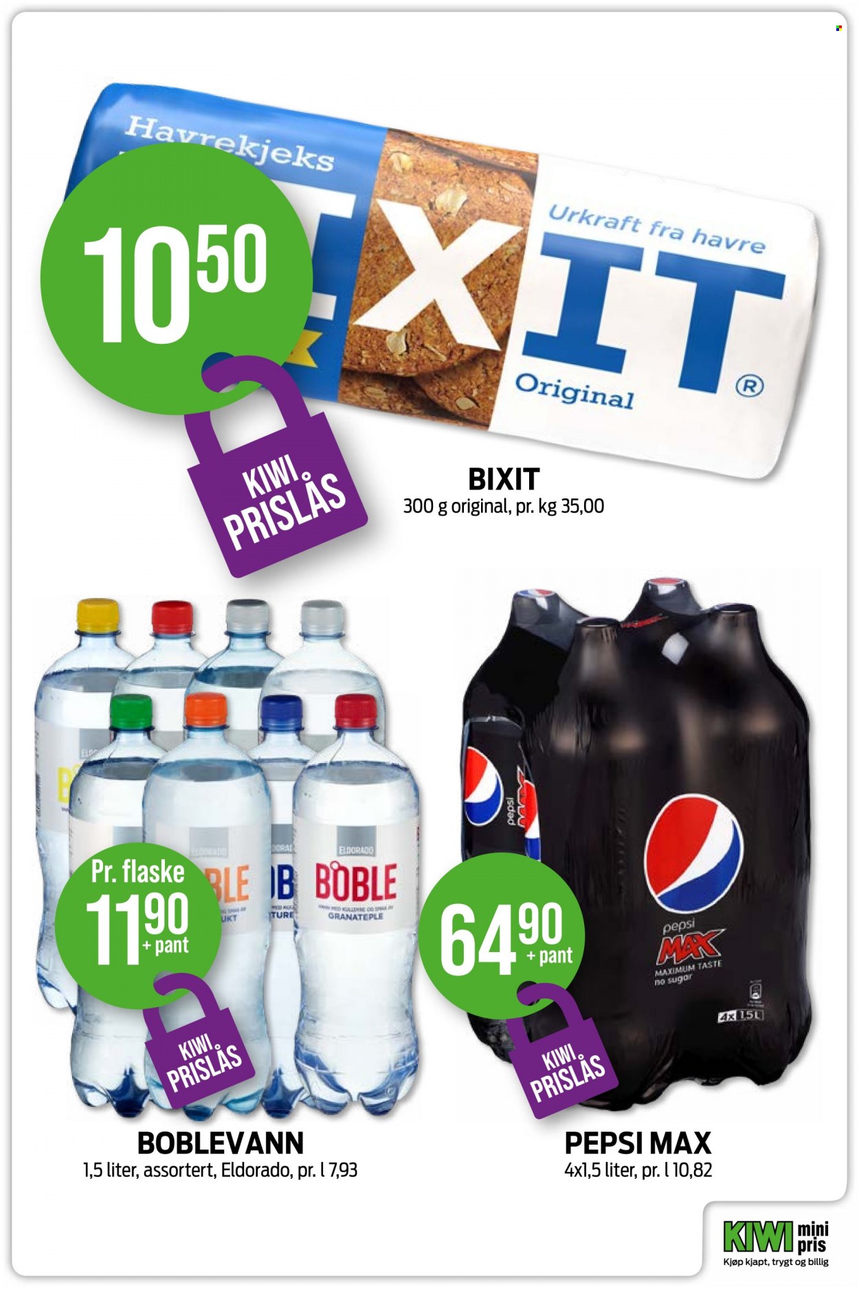 thumbnail - Kundeavis KIWI - Produkter fra tilbudsaviser - havre, havrekjeks, Pepsi, Pepsi Max. Side 7.