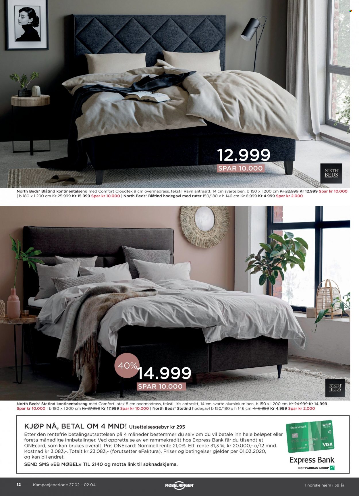 thumbnail - Kundeavis Møbelringen - 27.2.2023 - 2.4.2023 - Produkter fra tilbudsaviser - seng. Side 12.