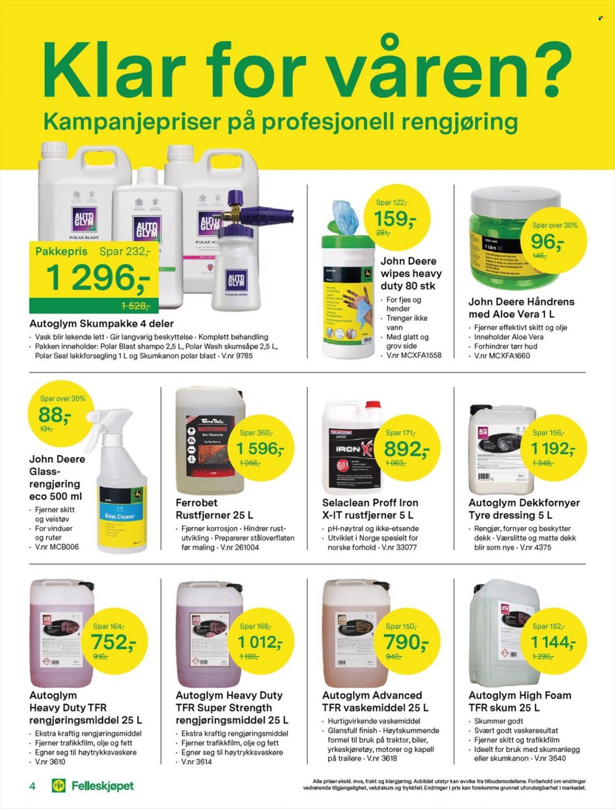 thumbnail - Kundeavis Felleskjøpet - 1.3.2023 - 30.4.2023 - Produkter fra tilbudsaviser - rengjøringsprodukter, vaskemiddel, traktor, Polar. Side 4.