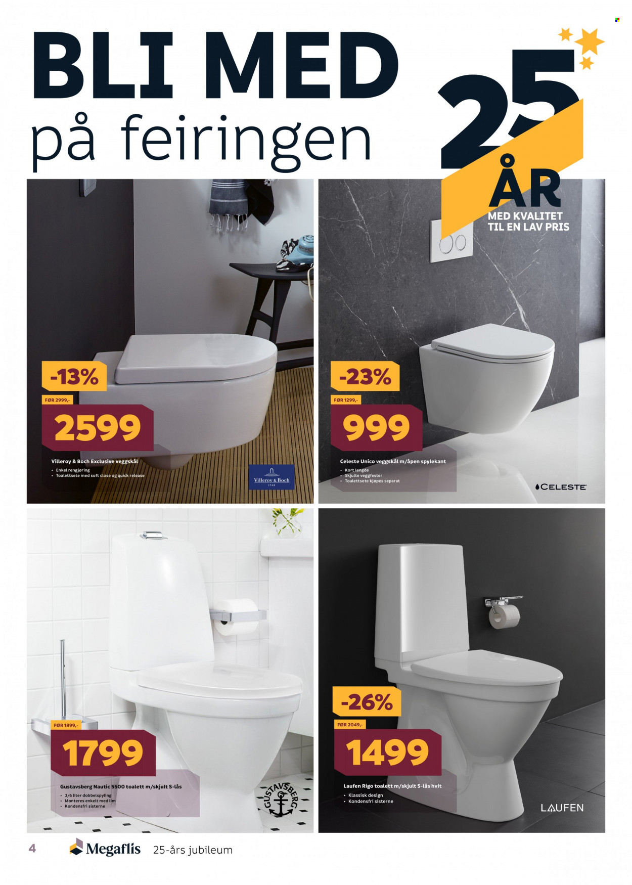 thumbnail - Kundeavis MegaFlis - 9.3.2023 - 25.3.2023 - Produkter fra tilbudsaviser - Celeste, Laufen, toalettsete. Side 4.