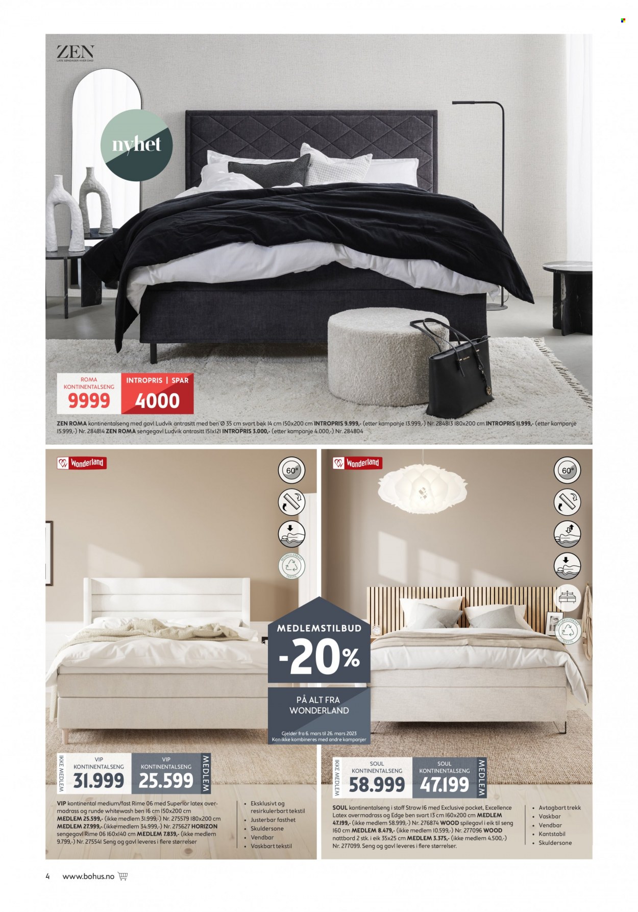 thumbnail - Kundeavis Bohus - 6.3.2023 - 26.3.2023 - Produkter fra tilbudsaviser - nattbord, seng, madrass. Side 4.