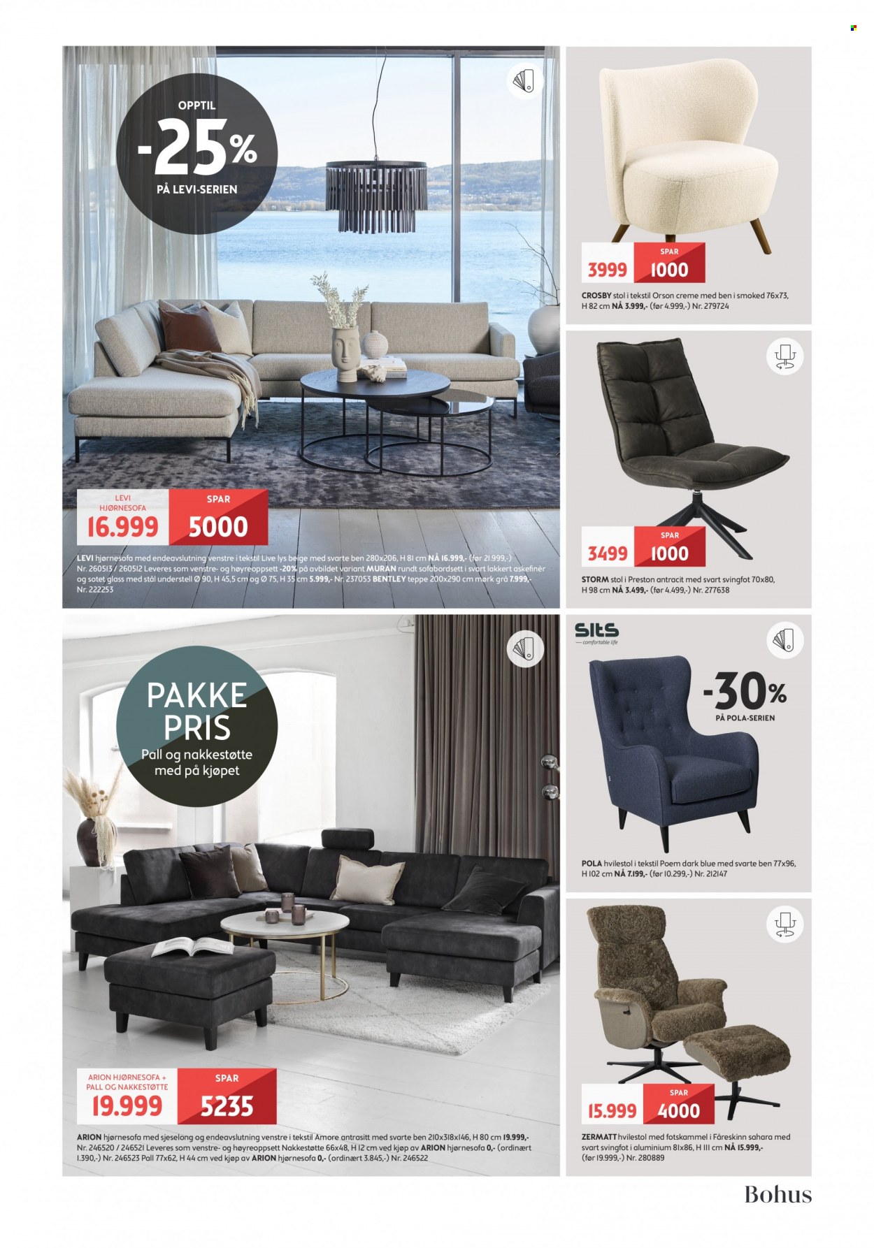 thumbnail - Kundeavis Bohus - 6.3.2023 - 26.3.2023 - Produkter fra tilbudsaviser - stol, hjørnesofa, hvilestol, sofa, teppe. Side 7.