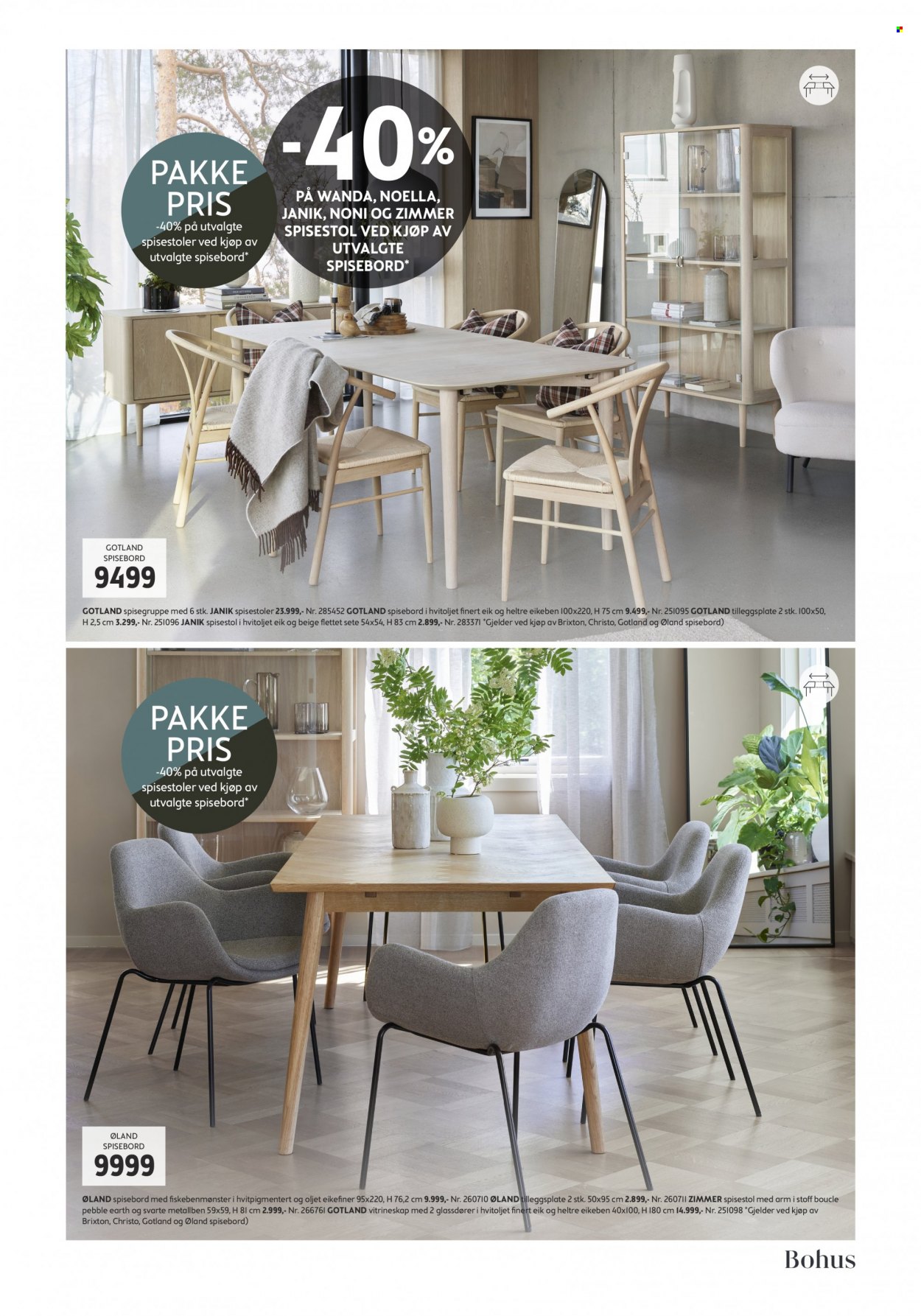 thumbnail - Kundeavis Bohus - 6.3.2023 - 26.3.2023 - Produkter fra tilbudsaviser - vitrineskap, bord, spisebord, stol, spisestol. Side 9.