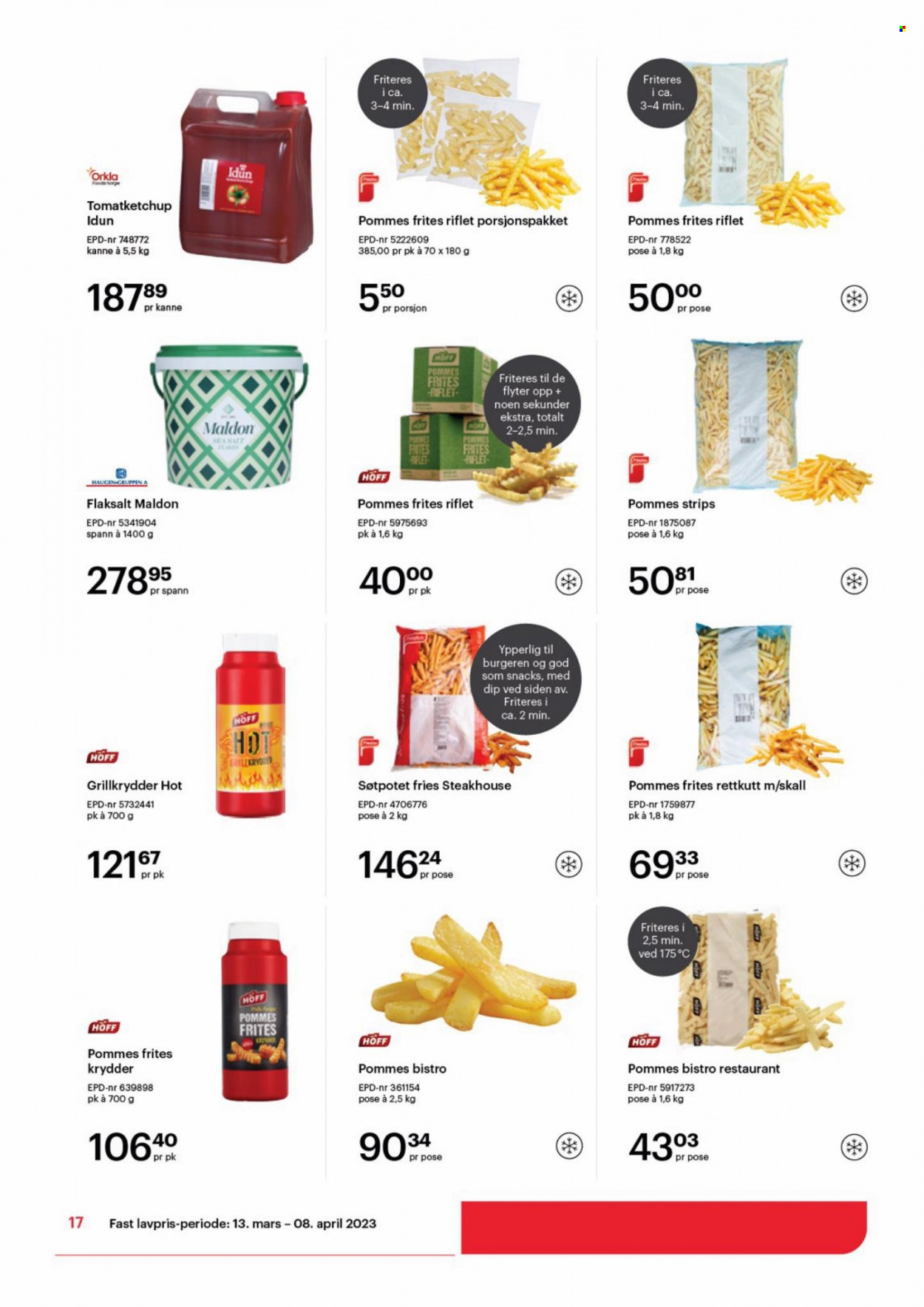 thumbnail - Kundeavis Storcash - 13.3.2023 - 8.4.2023 - Produkter fra tilbudsaviser - pommes frites, tomatketchup. Side 17.