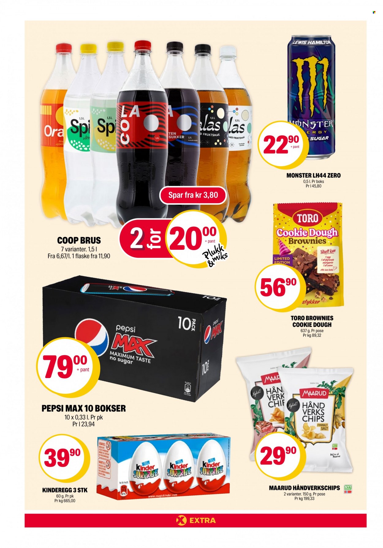 thumbnail - Kundeavis Coop Extra - 20.3.2023 - 26.3.2023 - Produkter fra tilbudsaviser - brownie, egg, chips, sukker, Pepsi, Pepsi Max. Side 6.