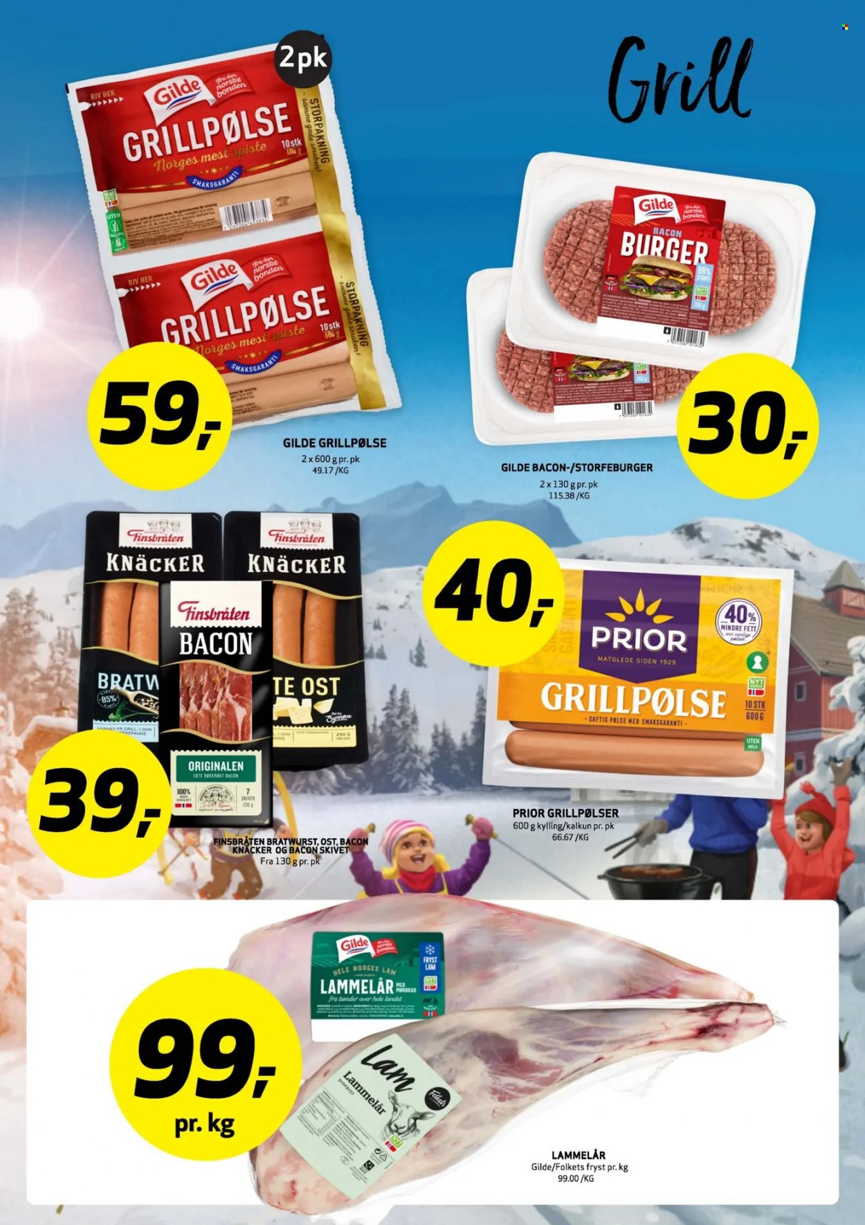 thumbnail - Kundeavis Bunnpris - 20.3.2023 - 26.3.2023 - Produkter fra tilbudsaviser - kalkun, burger, lammekjøtt, lammelår, bratwurst, grillpølse, pølse, ost. Side 2.