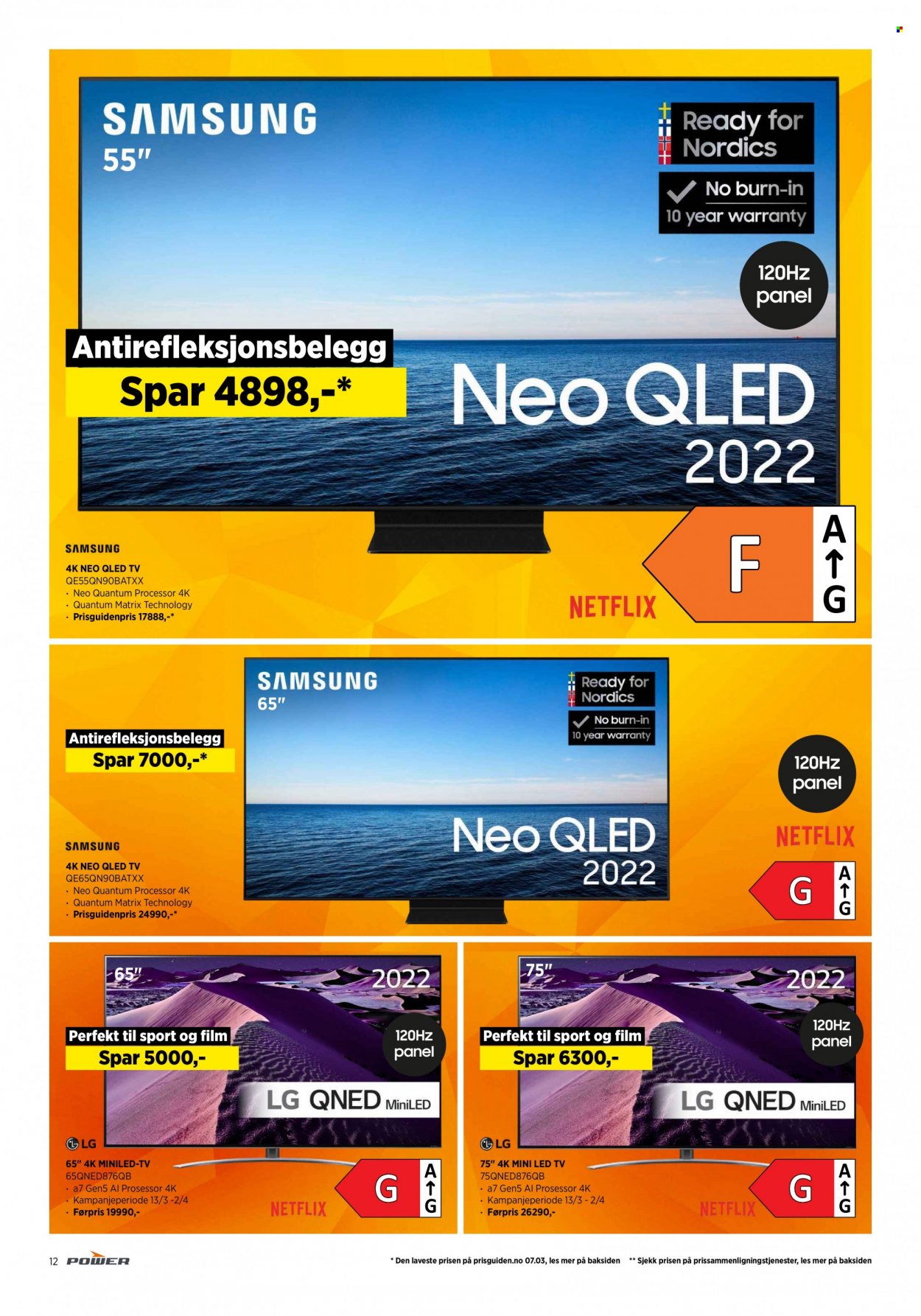 thumbnail - Kundeavis Power - 20.3.2023 - 26.3.2023 - Produkter fra tilbudsaviser - LG, Samsung, LED TV, QLED TV. Side 12.