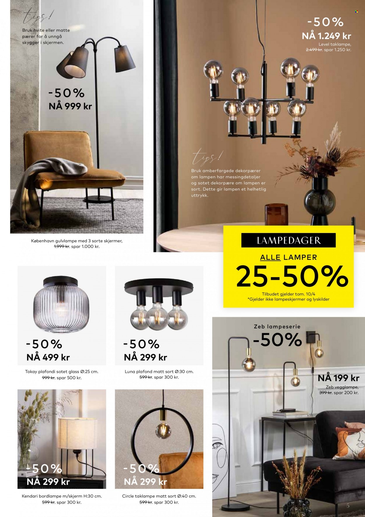 thumbnail - Kundeavis Skeidar - Produkter fra tilbudsaviser - dekorpære, bordlampe, taklampe, vegglampe. Side 5.