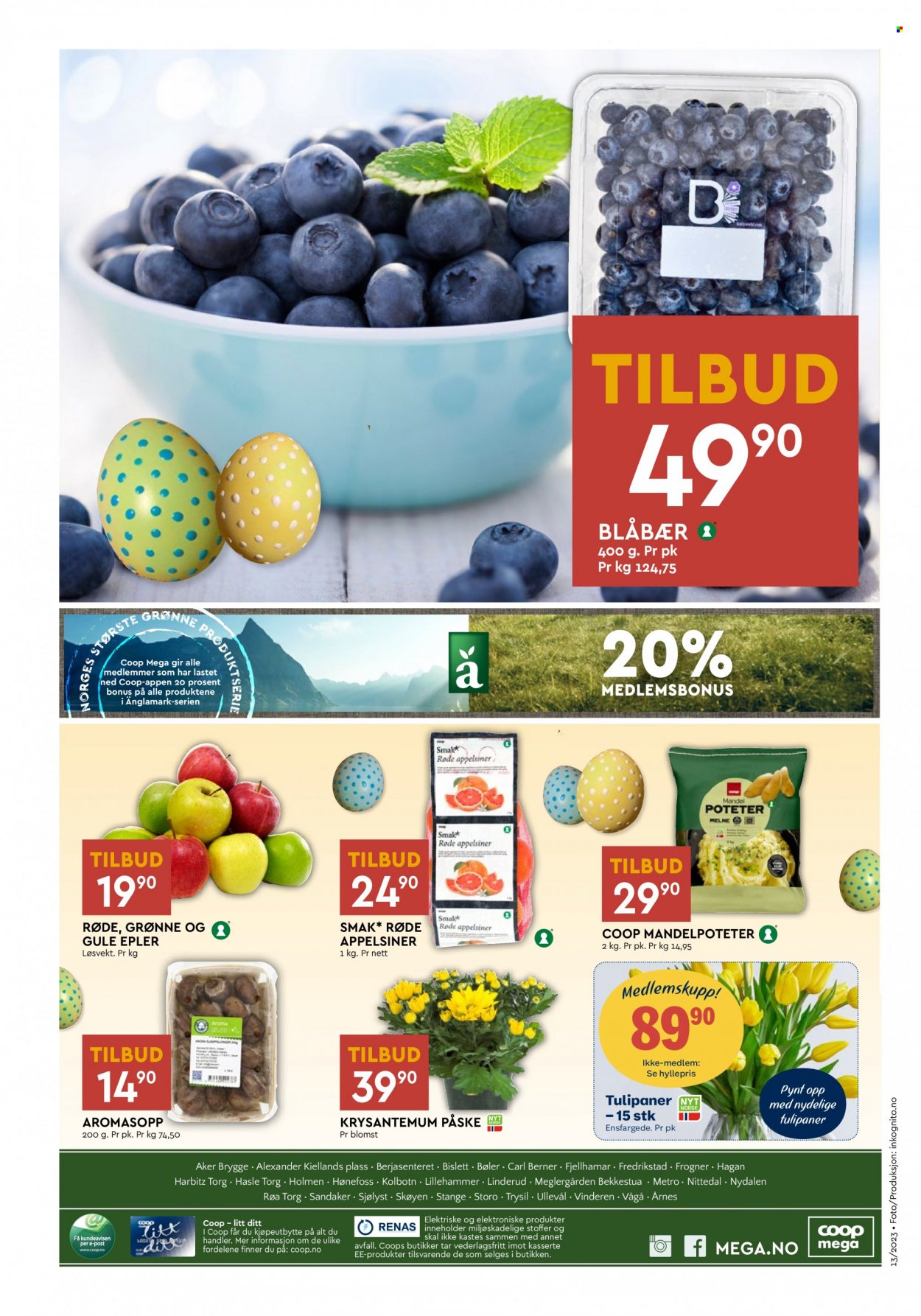 thumbnail - Kundeavis Coop Mega - 27.3.2023 - 1.4.2023 - Produkter fra tilbudsaviser - blåbær, epler, mandel. Side 8.