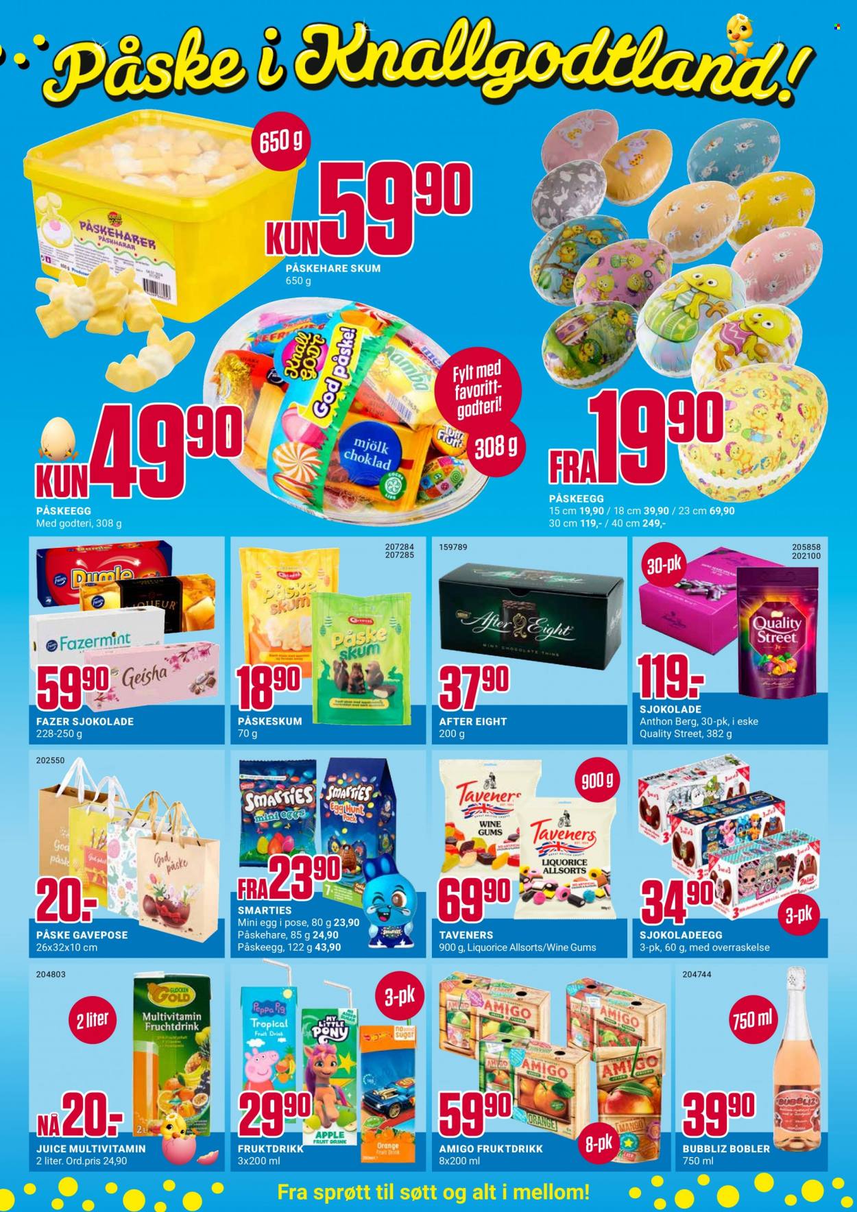 thumbnail - Kundeavis Europris - 27.3.2023 - 1.4.2023 - Produkter fra tilbudsaviser - mango, egg, After Eight, My Little Pony, sjokolade, påskeegg, påskehare, Peppa Gris. Side 2.