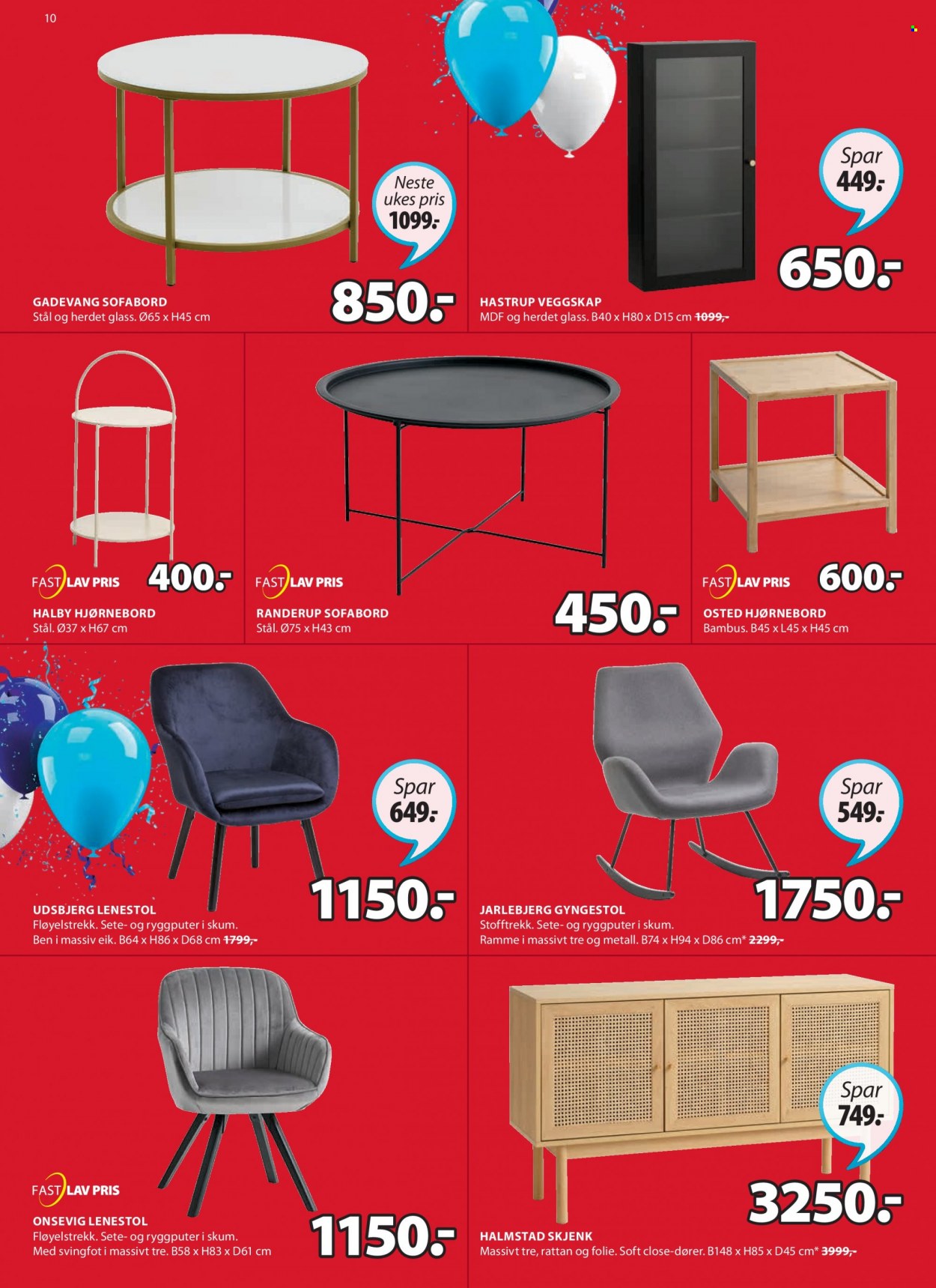 thumbnail - Kundeavis JYSK - 27.3.2023 - 1.4.2023 - Produkter fra tilbudsaviser - skjenk, bord, stol, lenestol. Side 10.