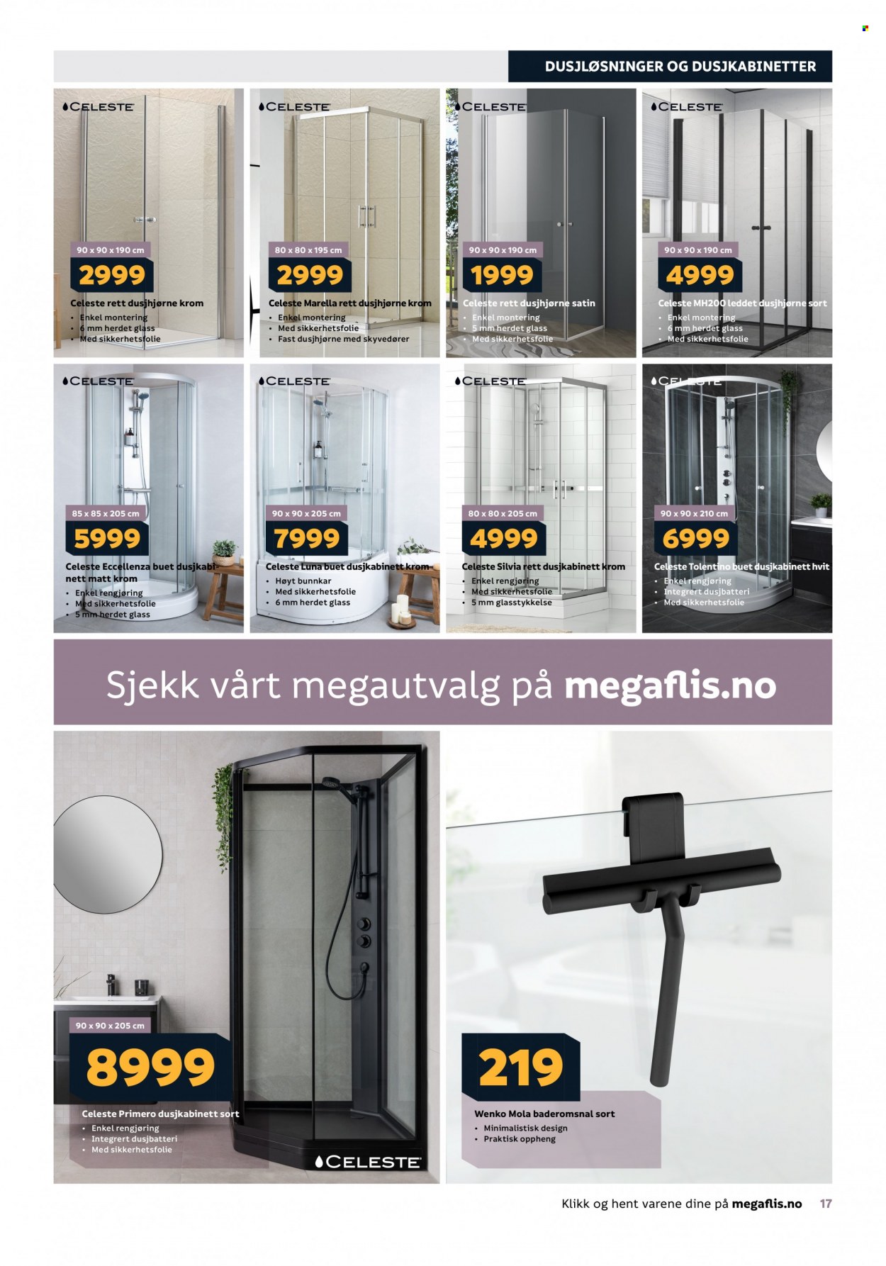 thumbnail - Kundeavis MegaFlis - 27.3.2023 - 15.4.2023 - Produkter fra tilbudsaviser - Celeste, dusjhjørne. Side 17.
