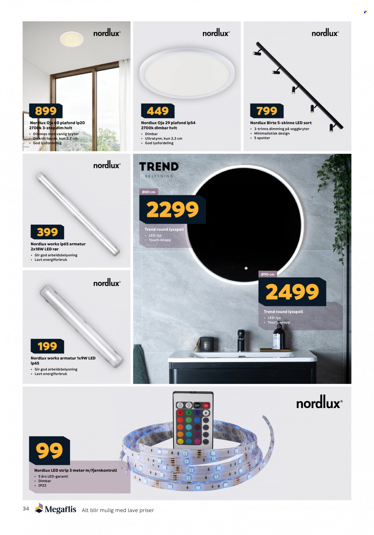 thumbnail - Kundeavis MegaFlis - 27.3.2023 - 15.4.2023 - Produkter fra tilbudsaviser - Nordlux. Side 34.