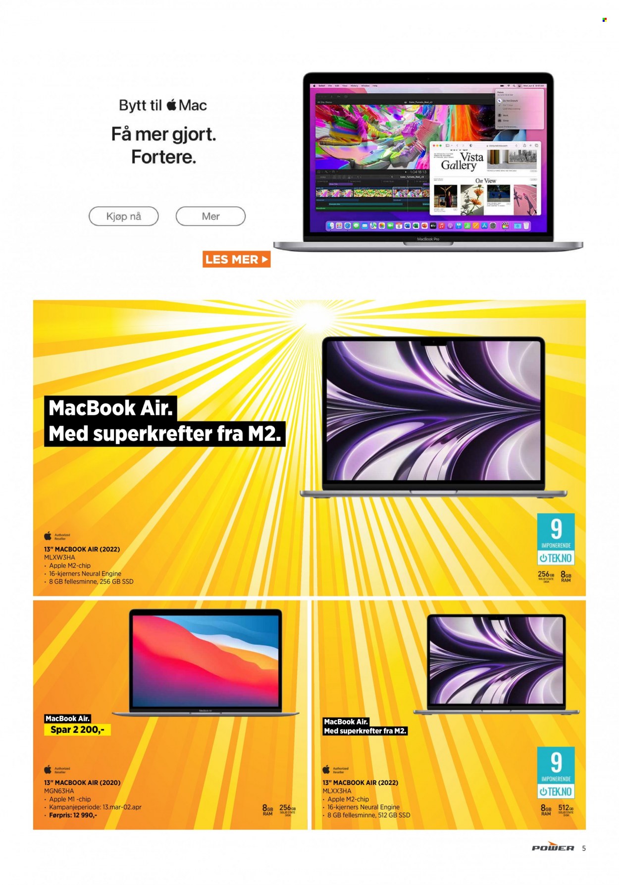 thumbnail - Kundeavis Power - 27.3.2023 - 2.4.2023 - Produkter fra tilbudsaviser - Apple, MacBook. Side 5.