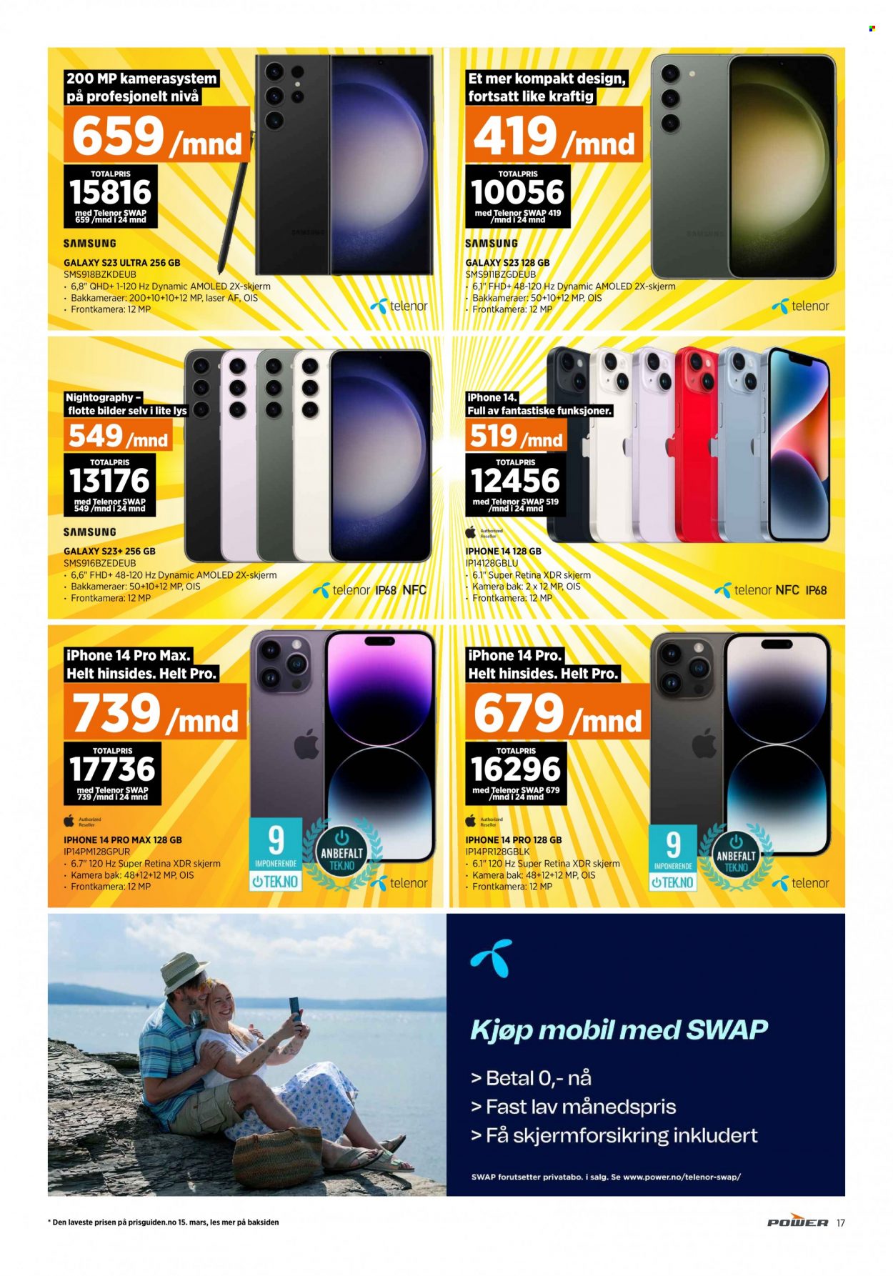 thumbnail - Kundeavis Power - 27.3.2023 - 2.4.2023 - Produkter fra tilbudsaviser - iPhone, iPhone 14, skjerm. Side 17.