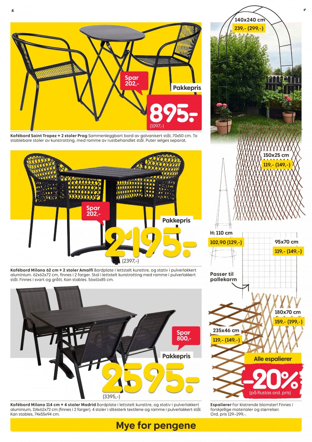 thumbnail - Kundeavis Rusta - 29.3.2023 - 1.4.2023 - Produkter fra tilbudsaviser - pute, bord, stol, blomster. Side 4.