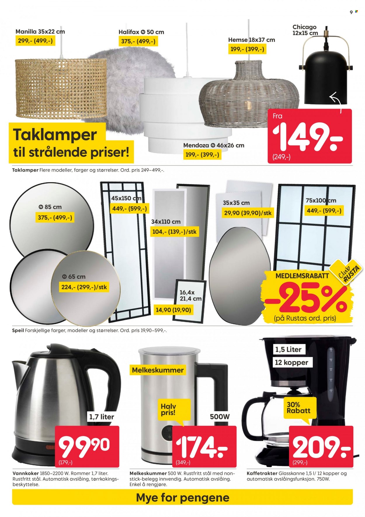 thumbnail - Kundeavis Rusta - 29.3.2023 - 1.4.2023 - Produkter fra tilbudsaviser - kaffetrakter, vannkoker. Side 9.