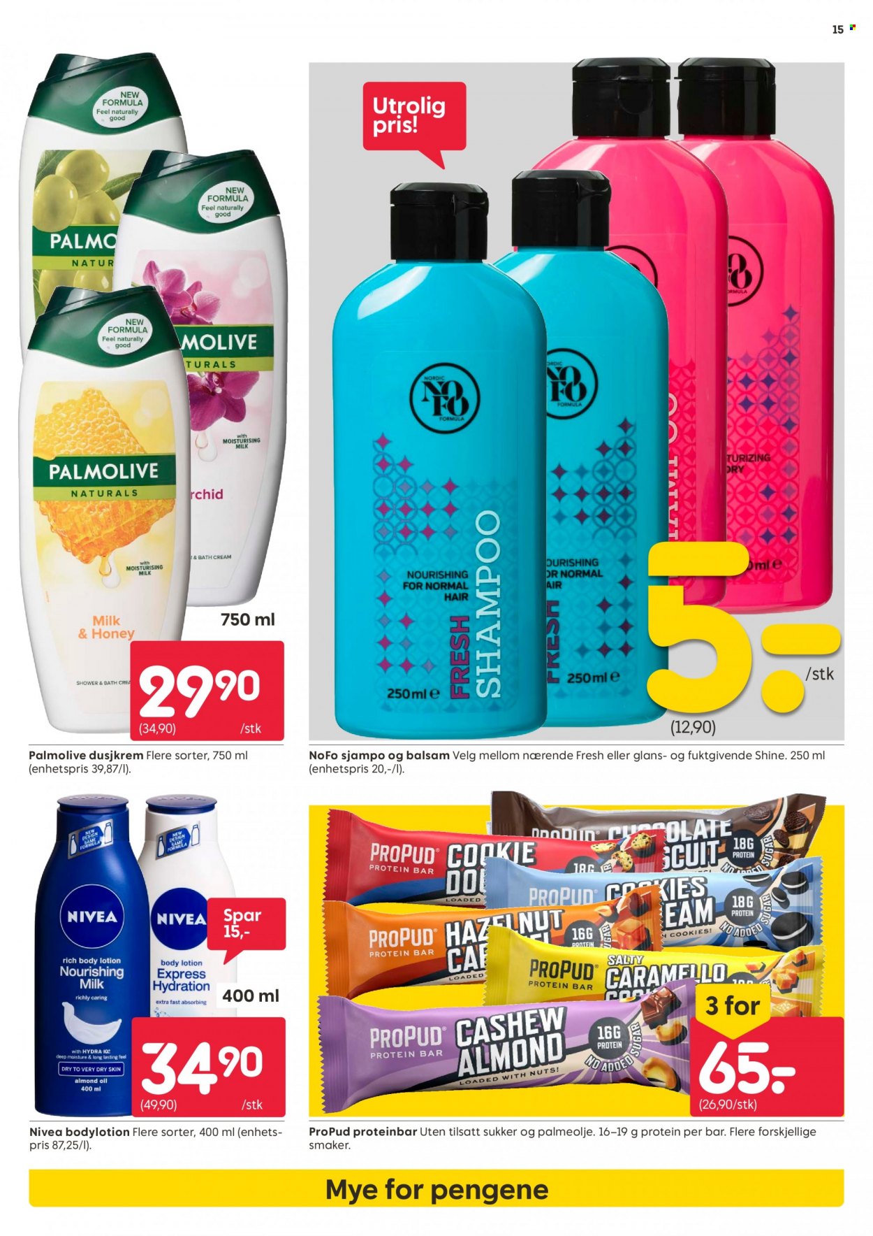 thumbnail - Kundeavis Rusta - 29.3.2023 - 1.4.2023 - Produkter fra tilbudsaviser - Nivea, Palmolive, cookies, shampoo, cream, body lotion. Side 15.