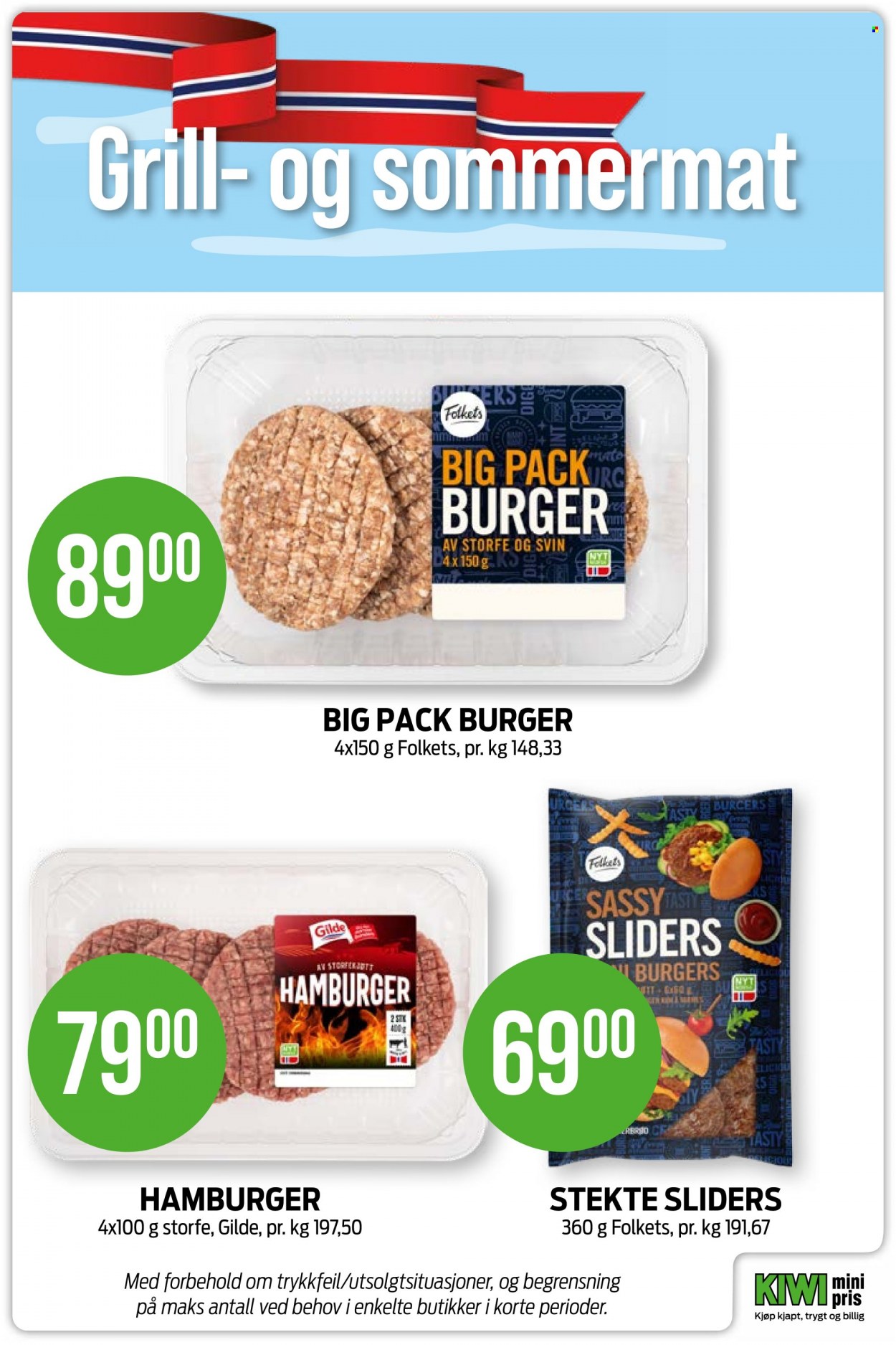 thumbnail - Kundeavis KIWI - Produkter fra tilbudsaviser - kiwi, burger. Side 8.