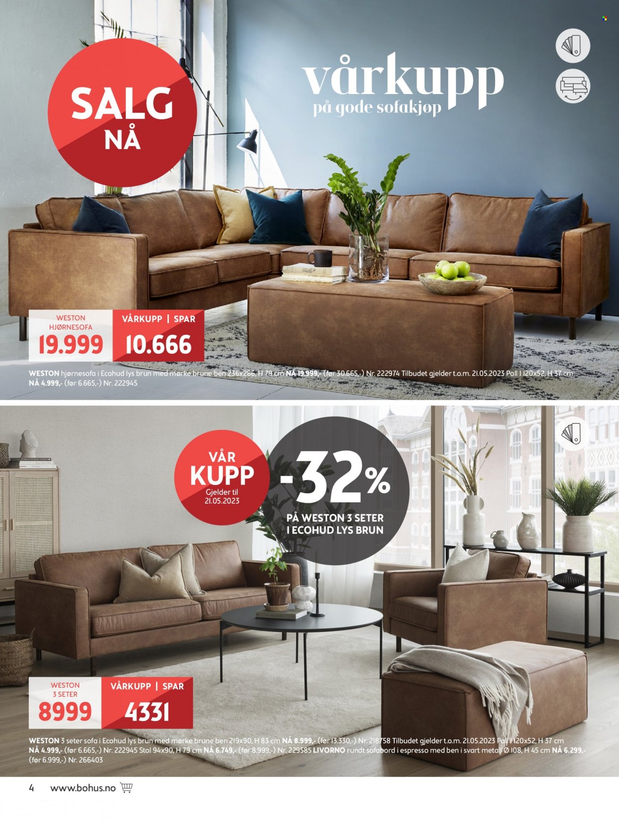 thumbnail - Kundeavis Bohus - 1.5.2023 - 11.6.2023 - Produkter fra tilbudsaviser - bord, stol, hjørnesofa, sofa. Side 4.