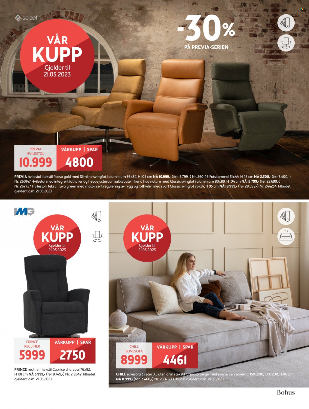 thumbnail - Kundeavis Bohus - 1.5.2023 - 11.6.2023 - Produkter fra tilbudsaviser - hvilestol, sofa, sovesofa. Side 5.