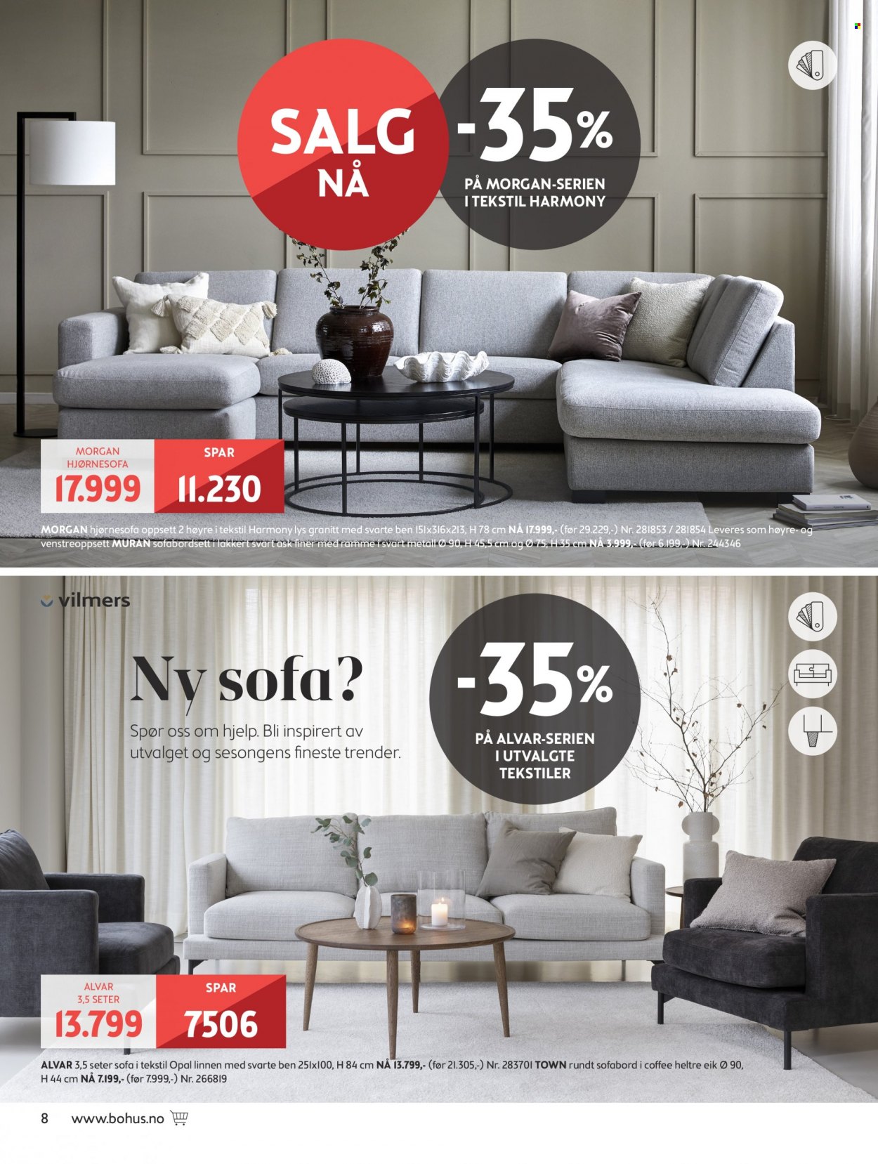 thumbnail - Kundeavis Bohus - 1.5.2023 - 11.6.2023 - Produkter fra tilbudsaviser - bord, hjørnesofa, sofa. Side 8.