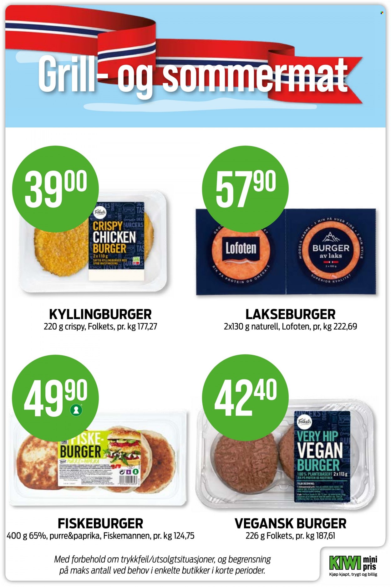thumbnail - Kundeavis KIWI - Produkter fra tilbudsaviser - kiwi, burger, kyllingburger, paprika. Side 18.
