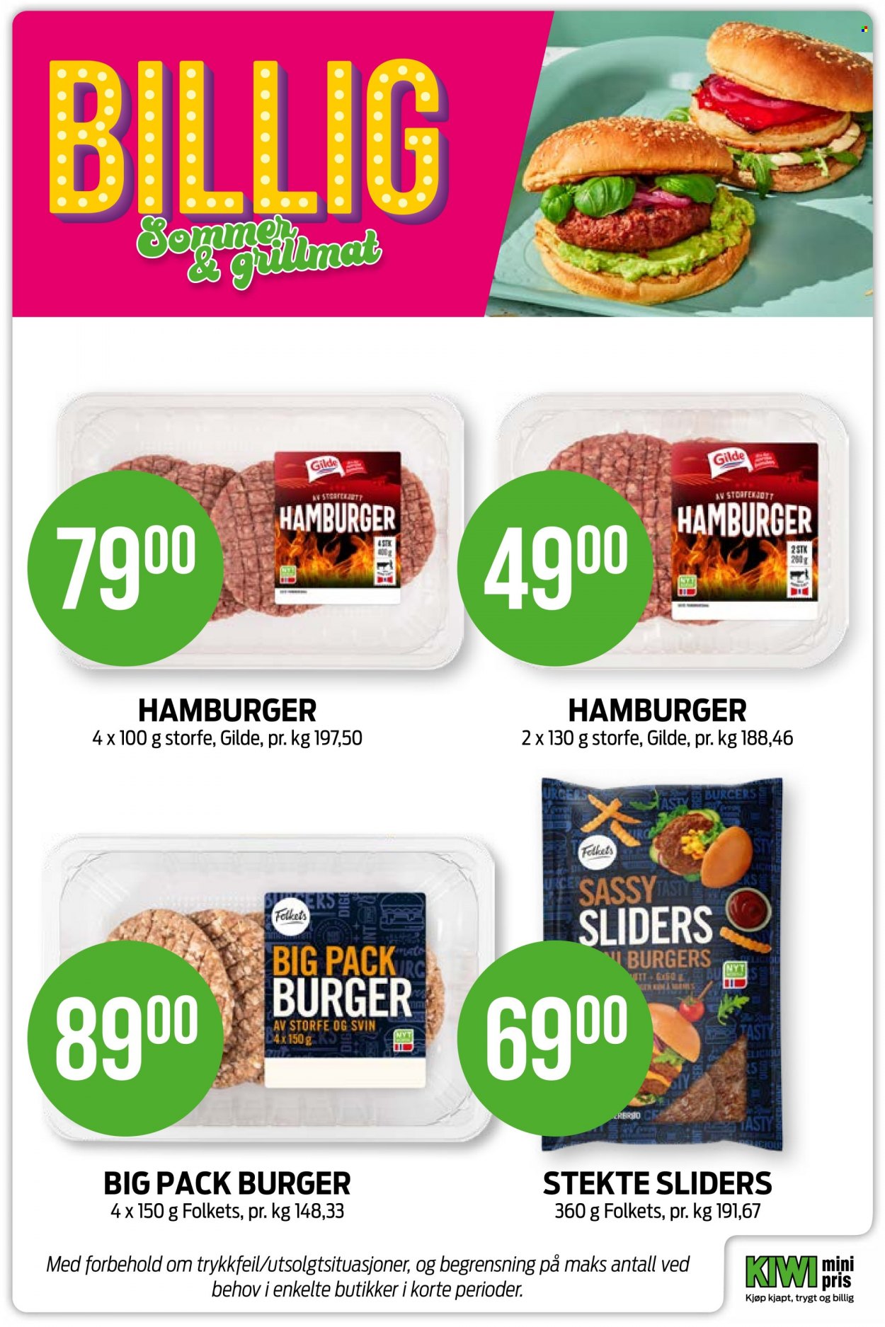 thumbnail - Kundeavis KIWI - Produkter fra tilbudsaviser - kiwi, burger. Side 6.
