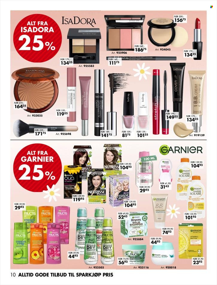 thumbnail - Kundeavis Sparkjøp - 22.5.2023 - 4.6.2023 - Produkter fra tilbudsaviser - Fructis, Garnier, shampoo, cream, makeup, mascara, garn, ring. Side 10.