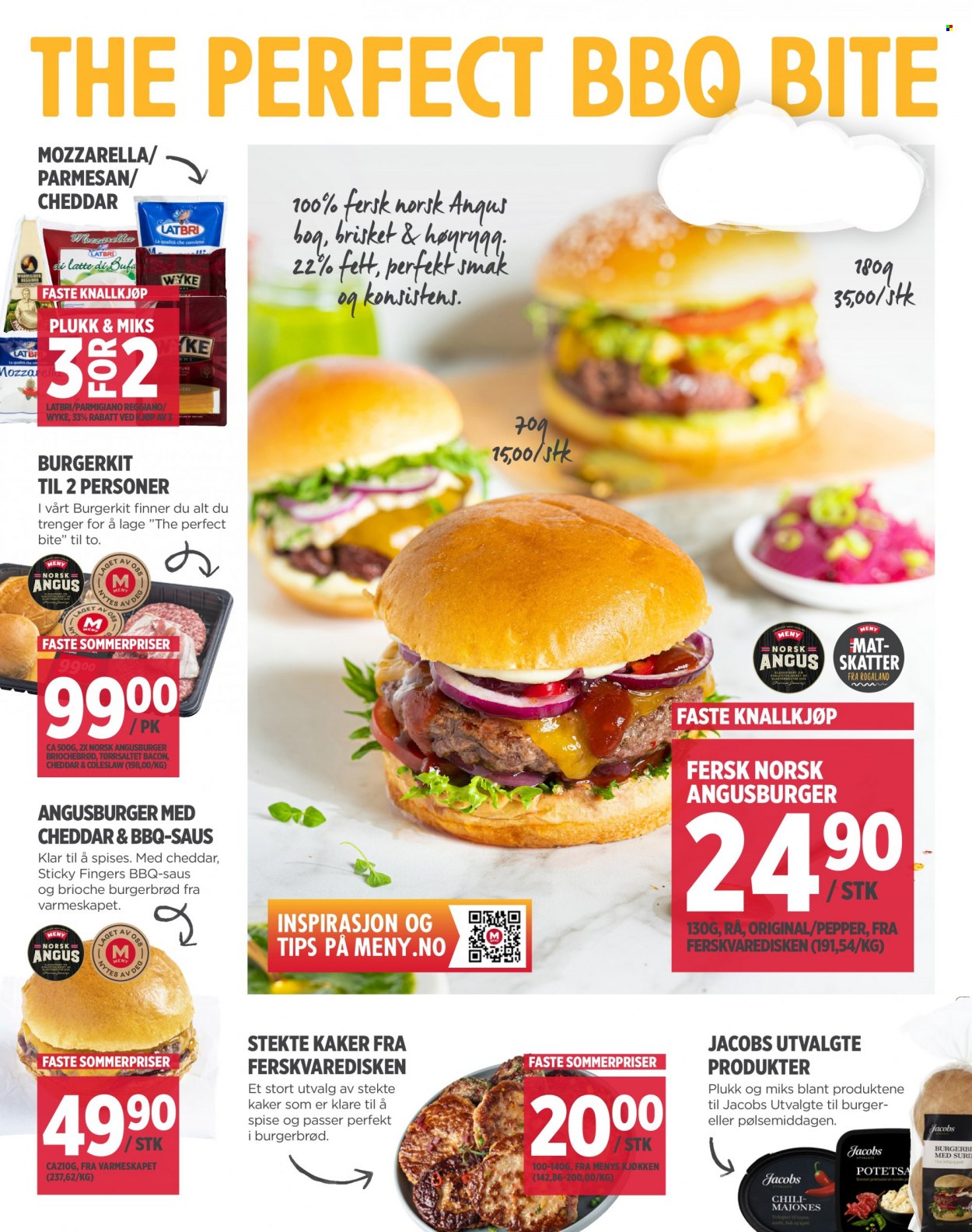 thumbnail - Kundeavis MENY - 5.6.2023 - 10.6.2023 - Produkter fra tilbudsaviser - høyrygg, burger, burgerbrød, bacon, Cheddar, mozzarella, parmesan, Parmigiano. Side 4.