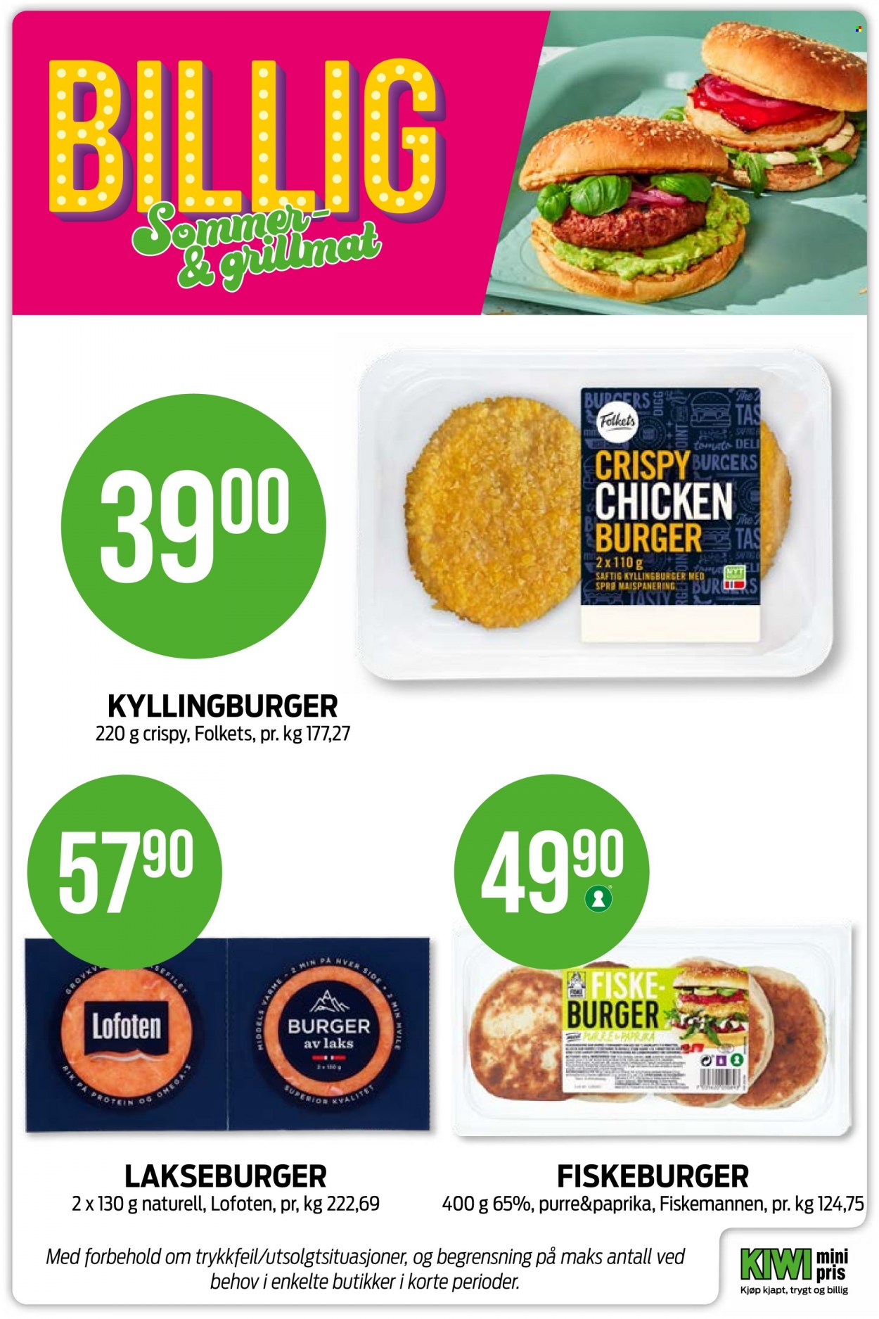 thumbnail - Kundeavis KIWI - 5.6.2023 - 11.6.2023 - Produkter fra tilbudsaviser - kiwi, burger, kyllingburger, paprika. Side 11.