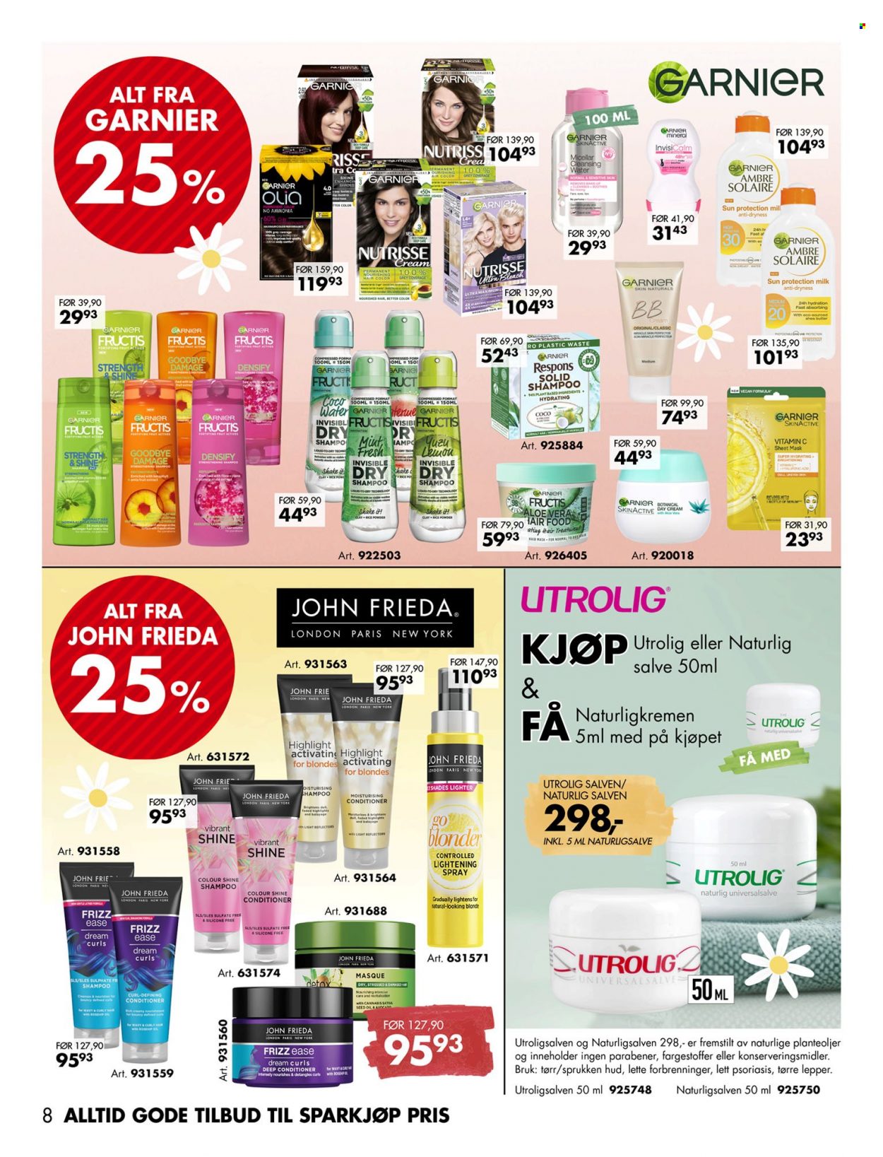 thumbnail - Kundeavis Sparkjøp - 5.6.2023 - 18.6.2023 - Produkter fra tilbudsaviser - Fructis, Garnier, mask, conditioner, shampoo, serum, cream, dagkrem. Side 15.