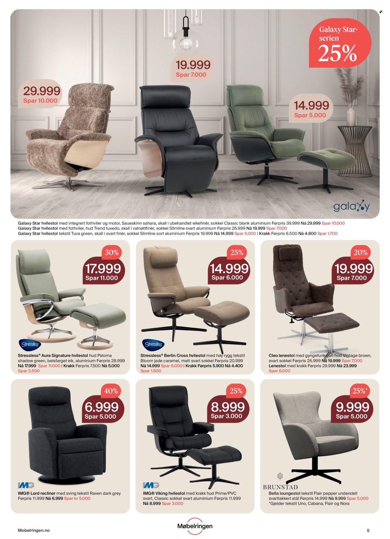 thumbnail - Kundeavis Møbelringen - 29.4.2024 - 2.6.2024 - Produkter fra tilbudsaviser - stol, hvilestol, lenestol, loungestol. Side 5.