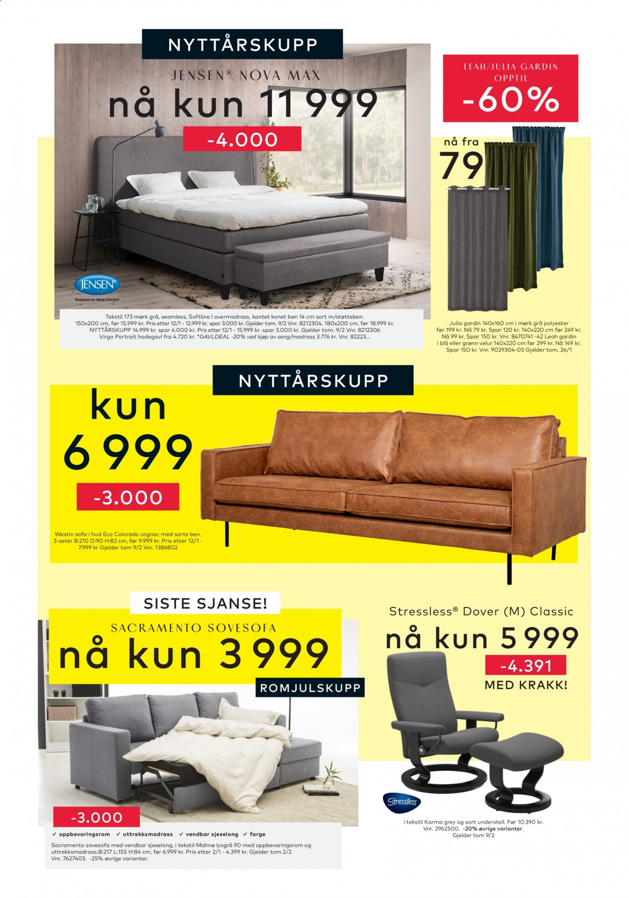 thumbnail - Kundeavis Skeidar - 30.12.2020 - 5.1.2021 - Produkter fra tilbudsaviser - sofa, sovesofa, seng. Side 2.