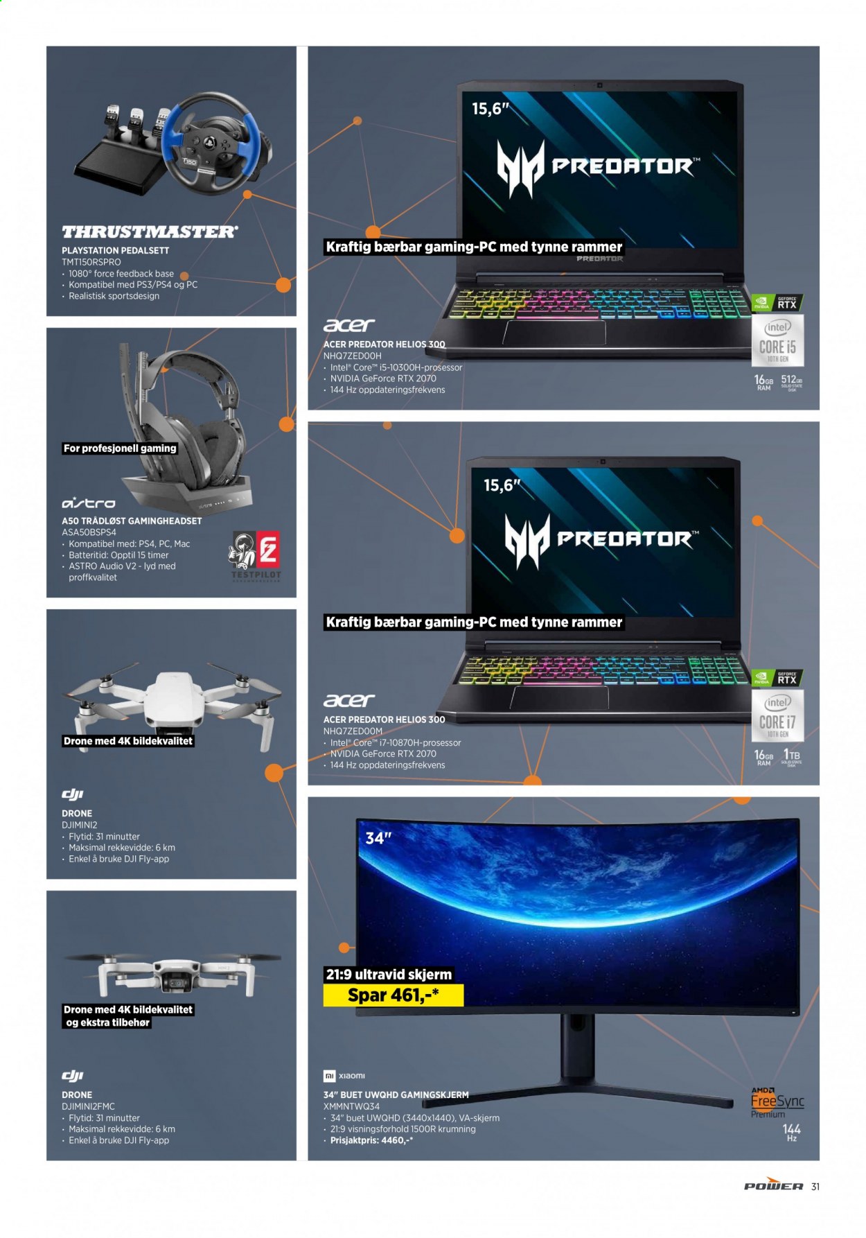 thumbnail - Kundeavis Power - 11.1.2021 - 16.1.2021 - Produkter fra tilbudsaviser - Acer, Xiaomi, drone, gaming-PC, gamingskjerm, skjerm, PC skjerm, gaming headset, Thrustmaster. Side 31.
