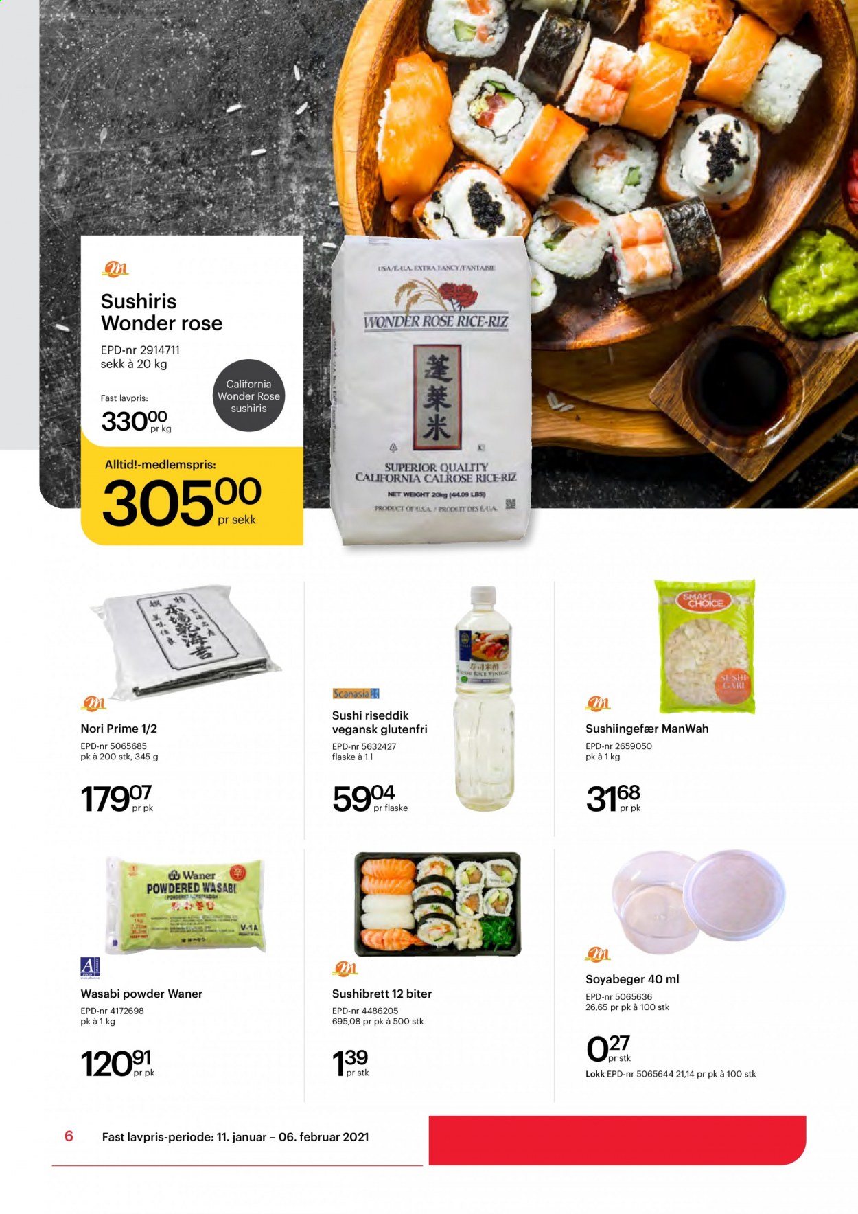thumbnail - Kundeavis Storcash - 11.1.2021 - 6.2.2021 - Produkter fra tilbudsaviser - sushi, sushiris, wasabi, riseddik. Side 6.