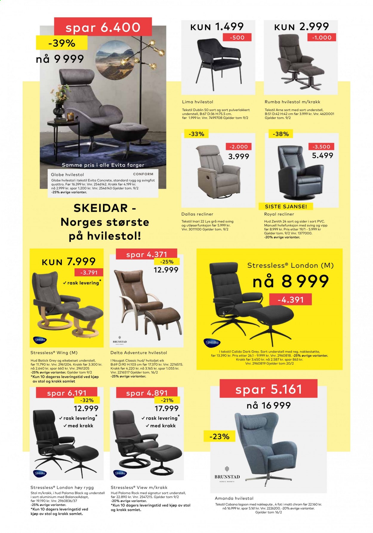 thumbnail - Kundeavis Skeidar - 13.1.2021 - 19.1.2021 - Produkter fra tilbudsaviser - stol, hvilestol. Side 9.