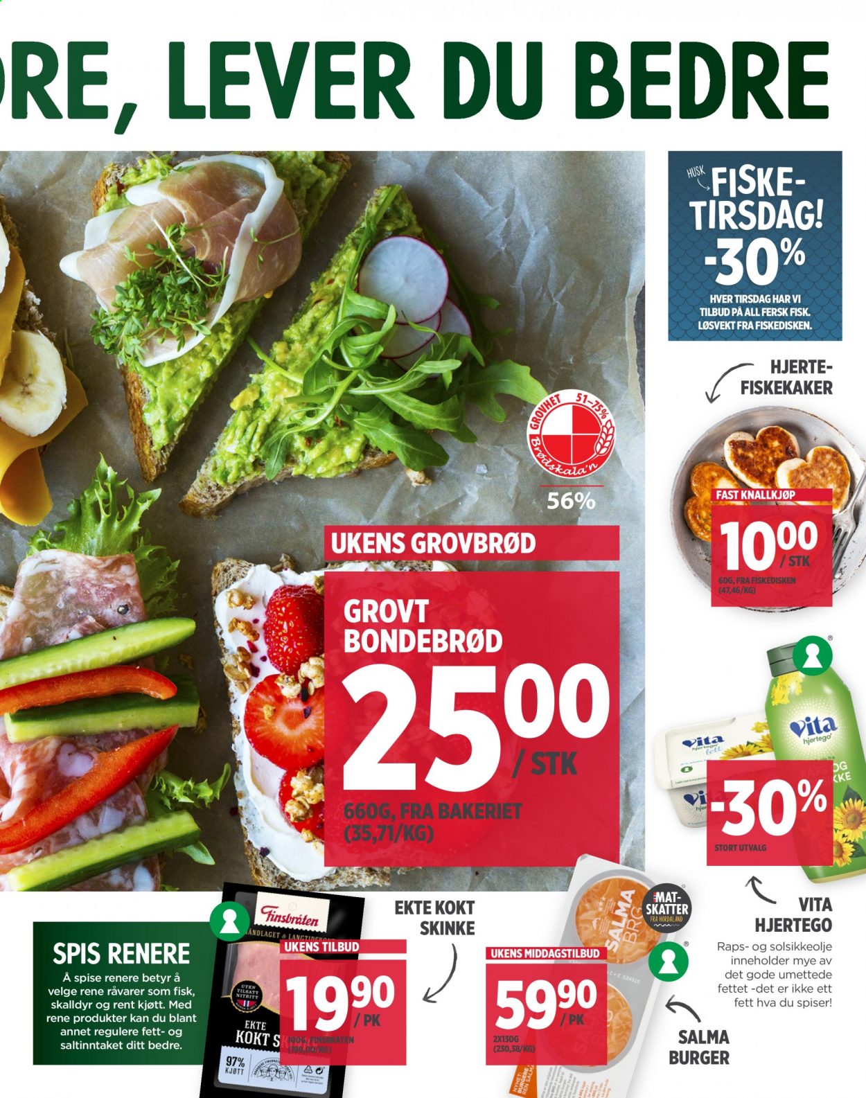 thumbnail - Kundeavis MENY - 18.1.2021 - 23.1.2021 - Produkter fra tilbudsaviser - burger, fisk, fiskekaker, kokt skinke, skinke. Side 5.