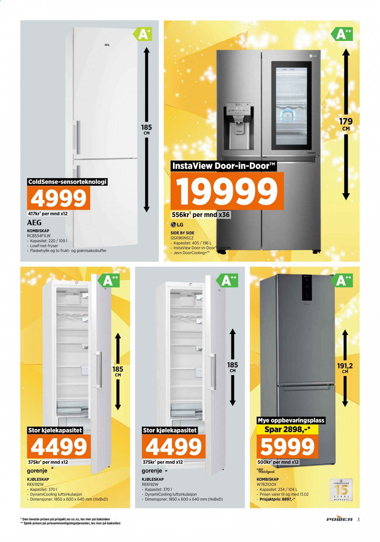thumbnail - Kundeavis Power - 25.1.2021 - 31.1.2021 - Produkter fra tilbudsaviser - LG, kjøleskap, kombiskap. Side 3.