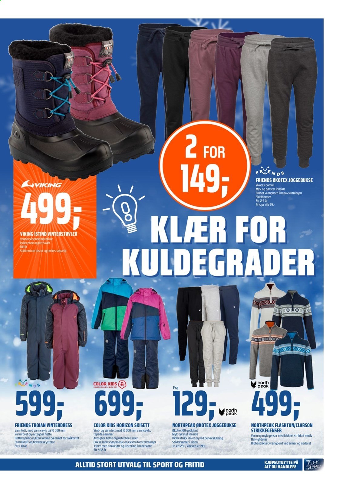 thumbnail - Kundeavis Coop Obs - 24.1.2021 - 30.1.2021 - Produkter fra tilbudsaviser - Viking, bukse, genser, strikkegenser, joggebukse, vintersko. Side 15.