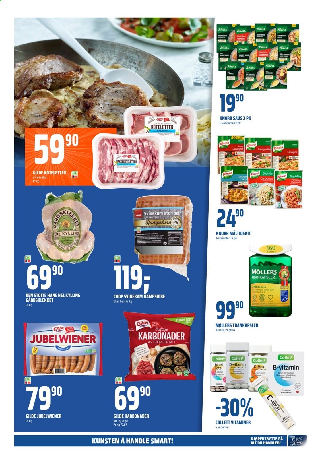 thumbnail - Kundeavis Coop Obs - 31.1.2021 - 6.2.2021 - Produkter fra tilbudsaviser - hel kylling, kyllingkjøtt, storfekjøtt, karbonader, nakkekoteletter, Knorr, lasagne, svinekam, ost, curry. Side 5.