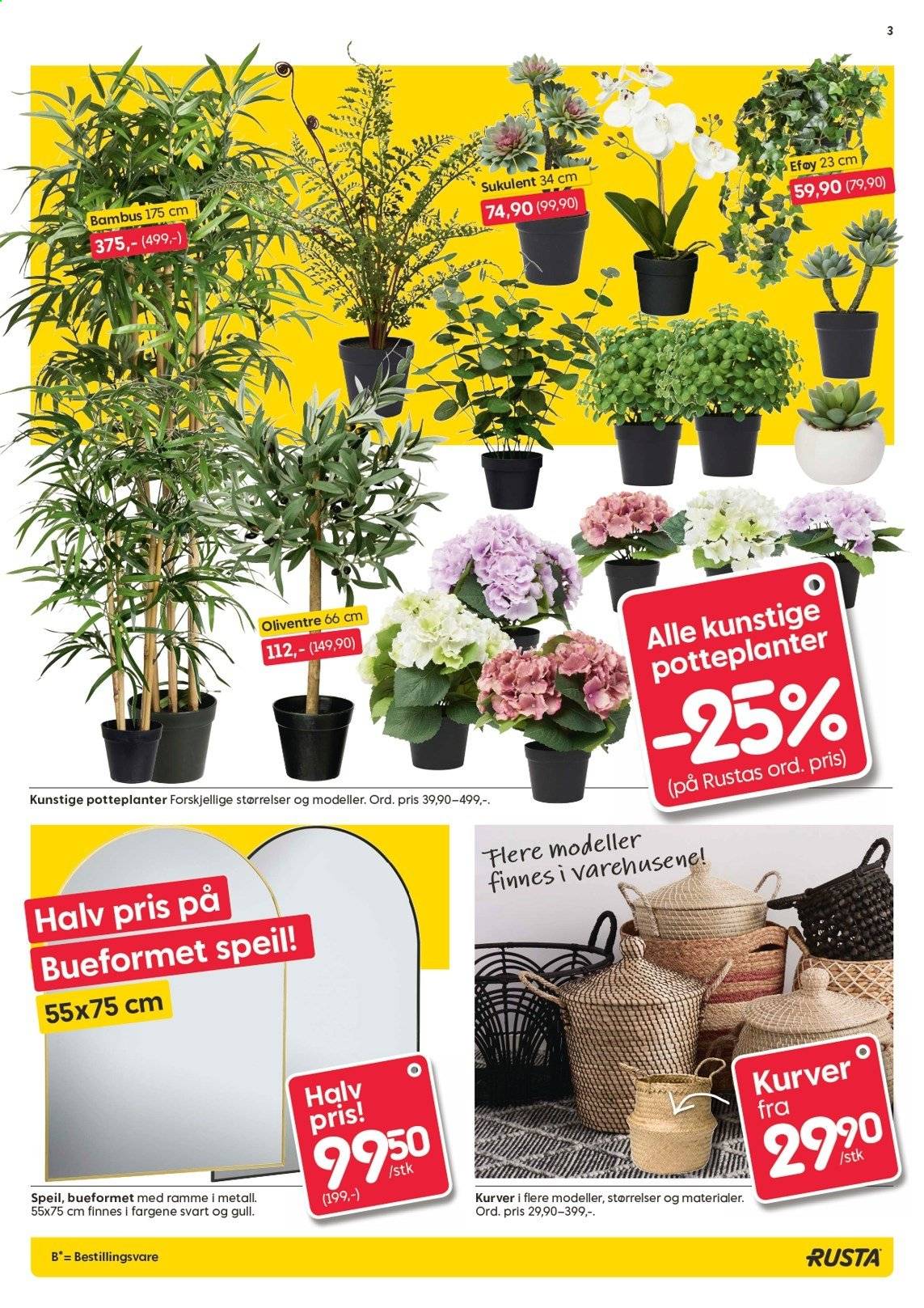thumbnail - Kundeavis Rusta - 3.2.2021 - 9.2.2021 - Produkter fra tilbudsaviser - kurv, potteplanter, eføy. Side 3.