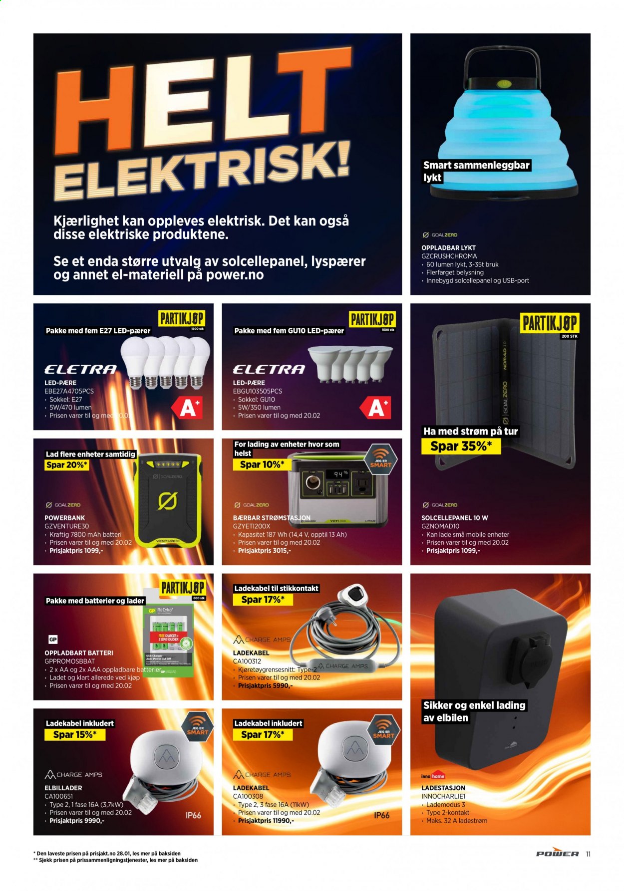 thumbnail - Kundeavis Power - 8.2.2021 - 13.2.2021 - Produkter fra tilbudsaviser - batteri, led lyspære, powerbank, ladestasjon, stikkontakt. Side 11.