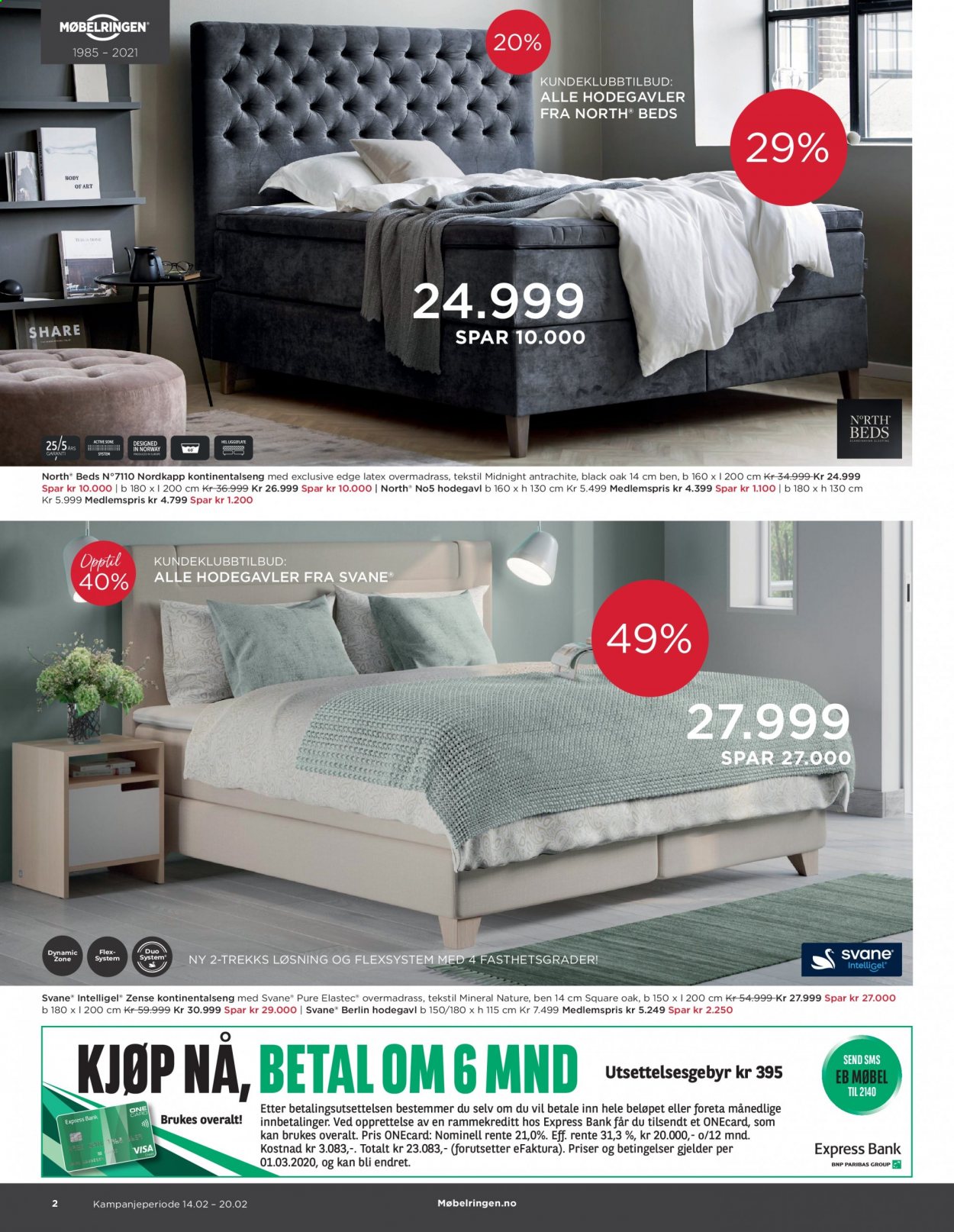 thumbnail - Kundeavis Møbelringen - 14.2.2021 - 20.2.2021 - Produkter fra tilbudsaviser - seng. Side 2.