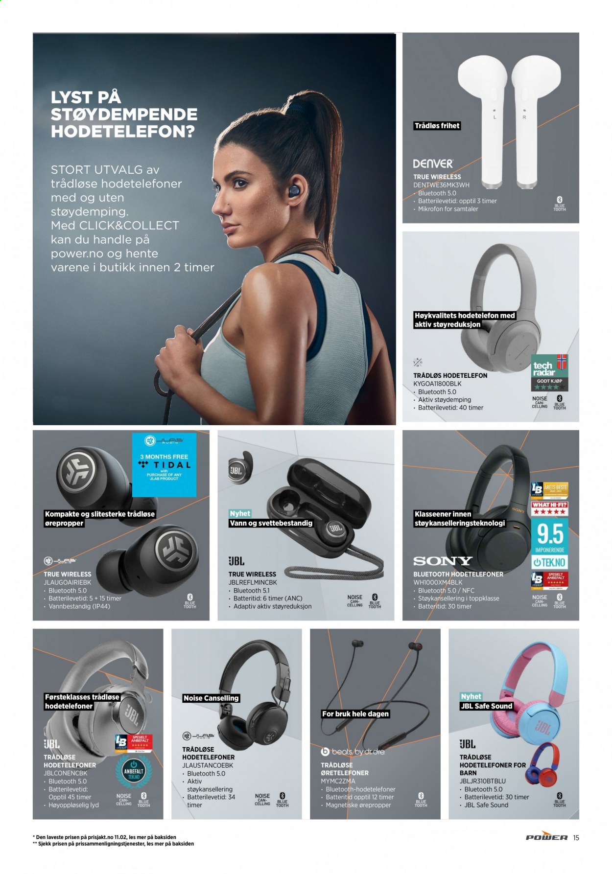 thumbnail - Kundeavis Power - 22.2.2021 - 27.2.2021 - Produkter fra tilbudsaviser - Sony, JBL, Beats, hodetelefon, mikrofon, trådløse hodetelefoner. Side 15.