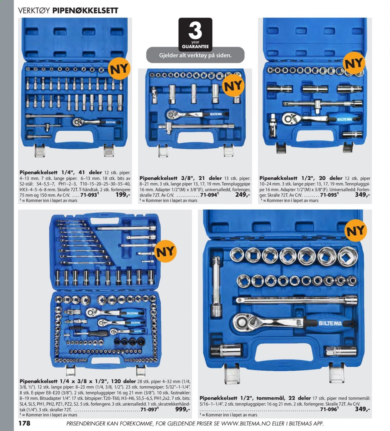 thumbnail - Kundeavis Biltema - Produkter fra tilbudsaviser - bitspiper, verktøy. Side 178.